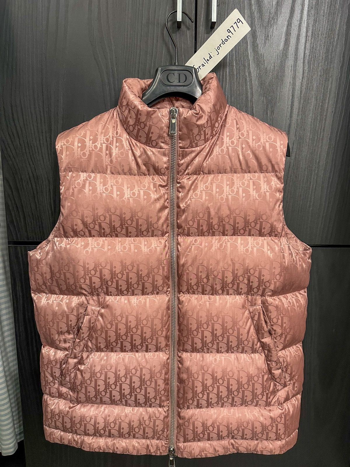 Christian Dior Monsieur Dior Dior Oblique Puffer Down Jacket Vest Pink Grailed