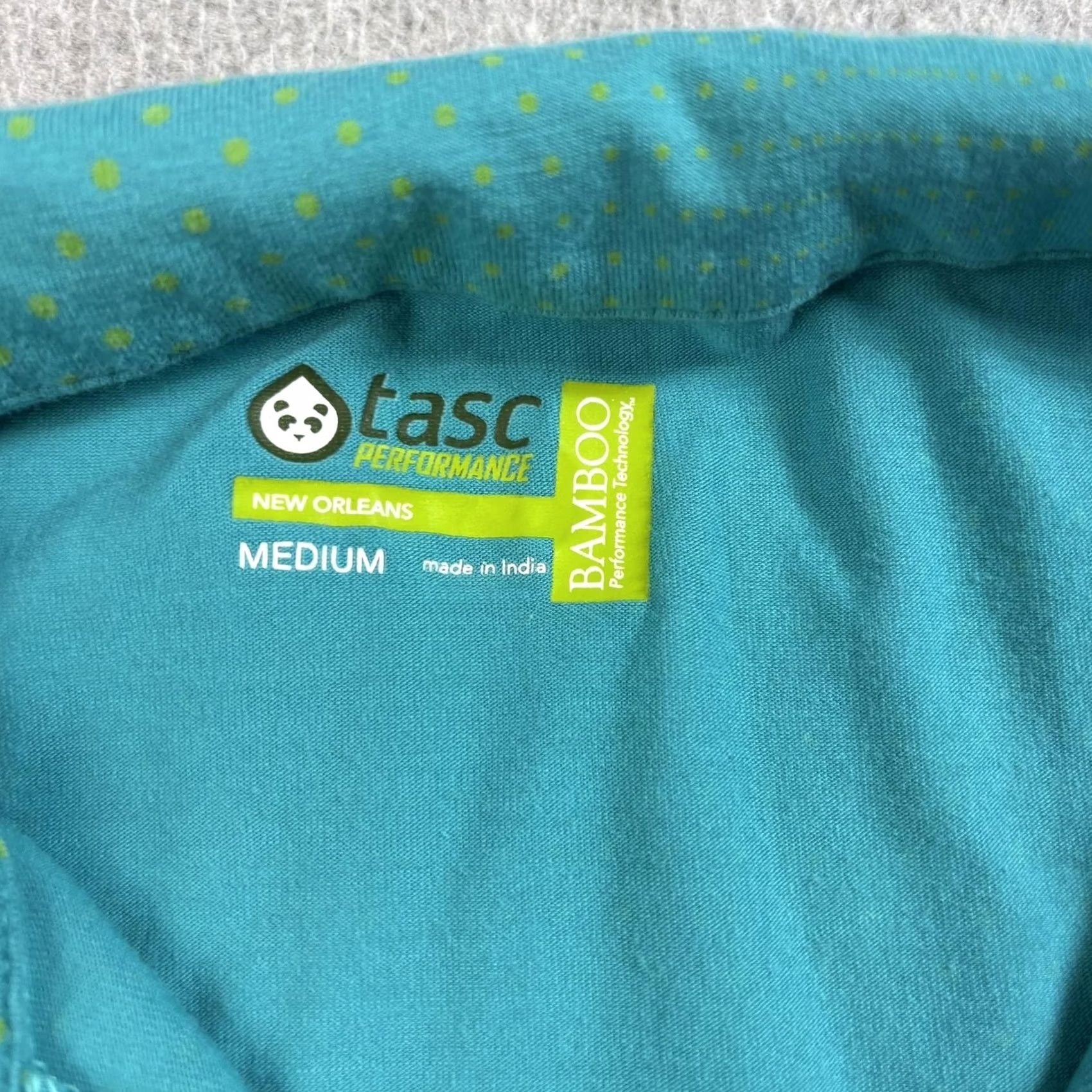 Vintage tasc Performance 1/4 Zip Shirt Women Medium Green Polka Dot Bamboo Athletic Hike Size M / US 6-8 / IT 42-44 - 3 Thumbnail