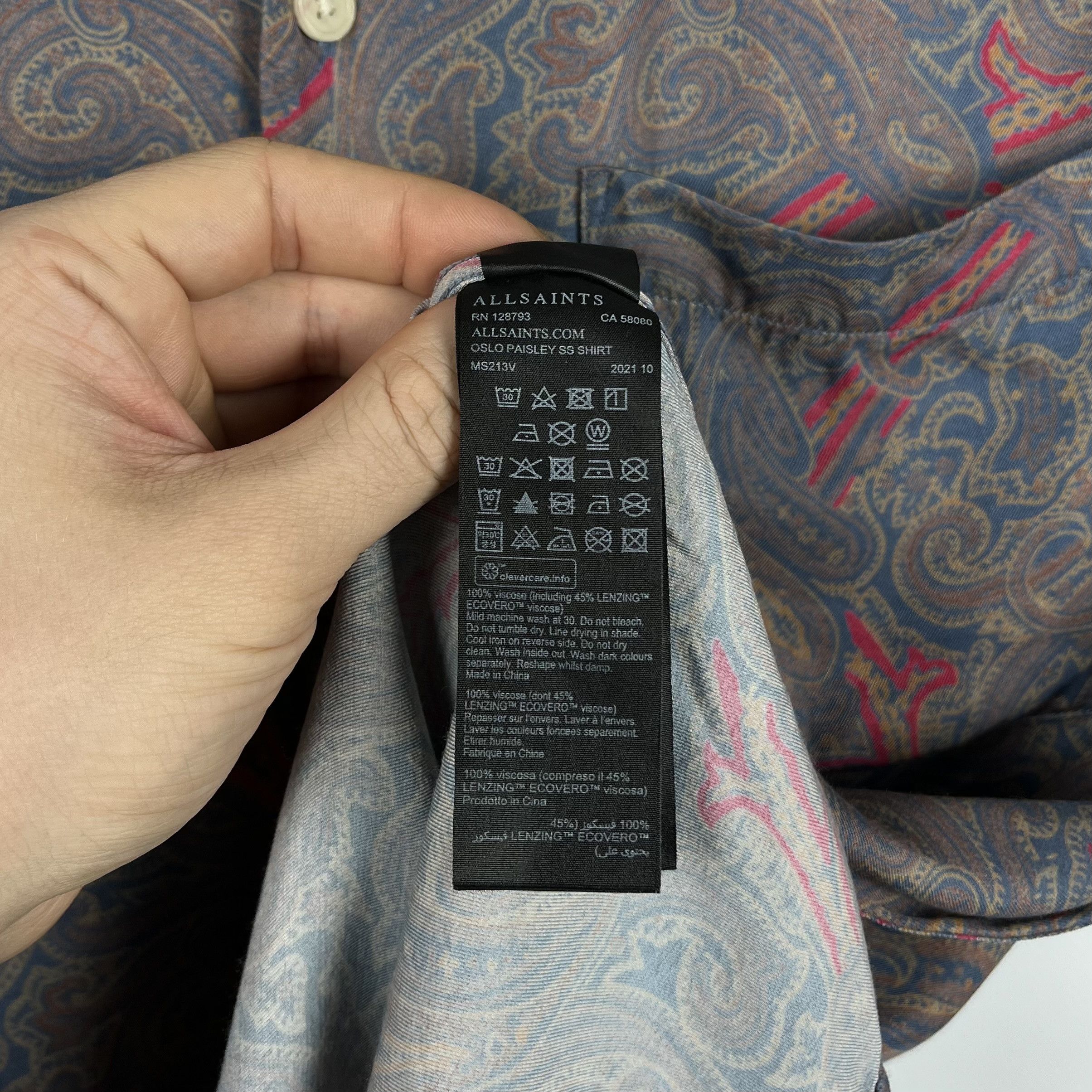 Allsaints AllSaints Oslo Paisley Crazy Art SS Button Up Shirt Size US XS / EU 42 / 0 - 12 Thumbnail