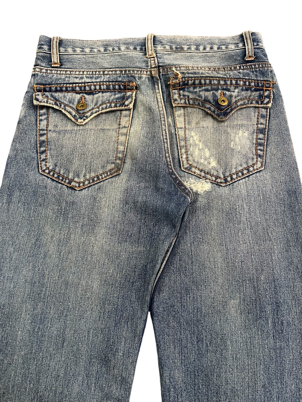 14th Addiction Vintage Japanese Brand Blue Wash Distress Straight Cut Jeans Size US 32 / EU 48 - 4 Thumbnail