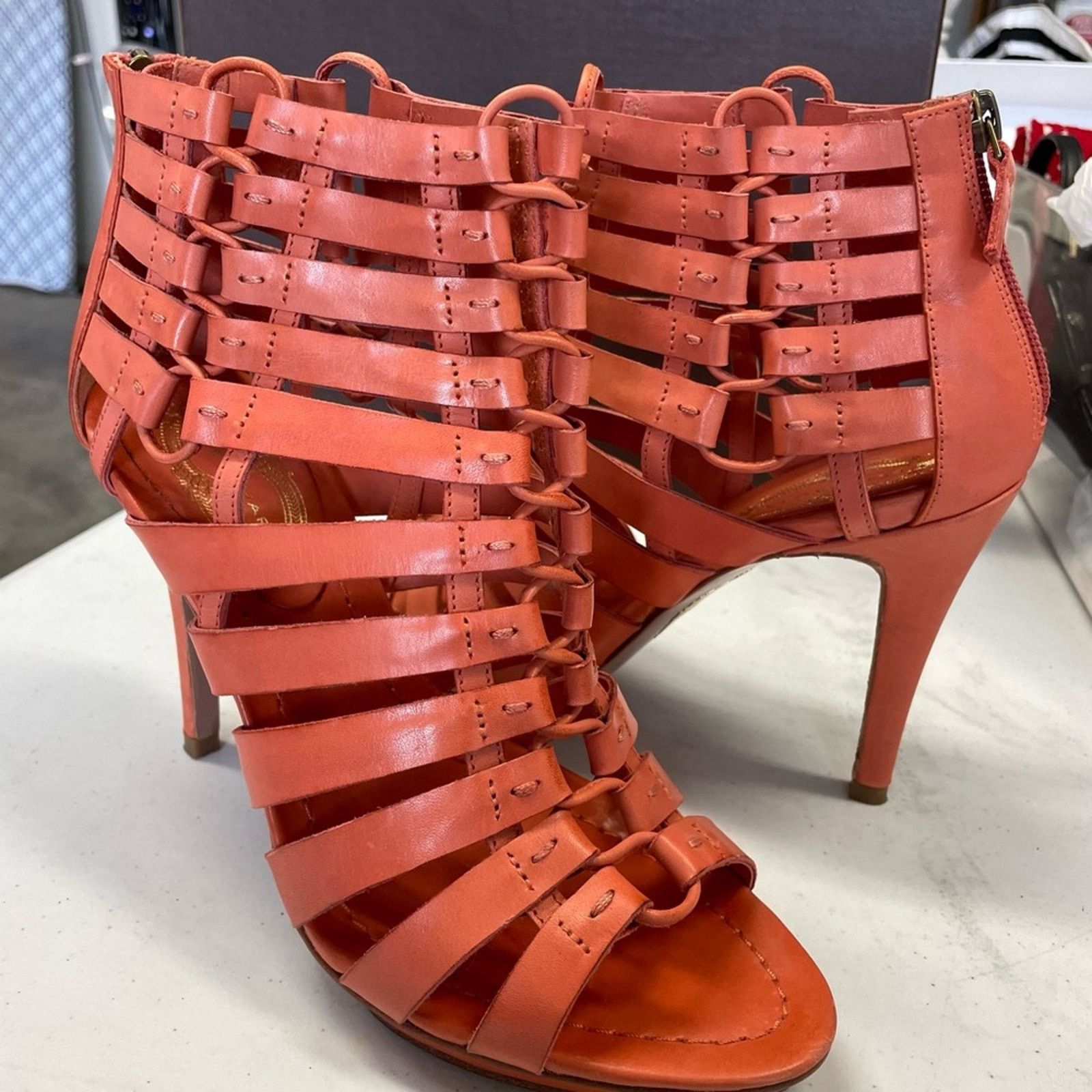Elie Tahari Tahari orange, cage/basket women’s platform heels size 8 1/2 Size US 8.5 / IT 38.5 - 1 Thumbnail