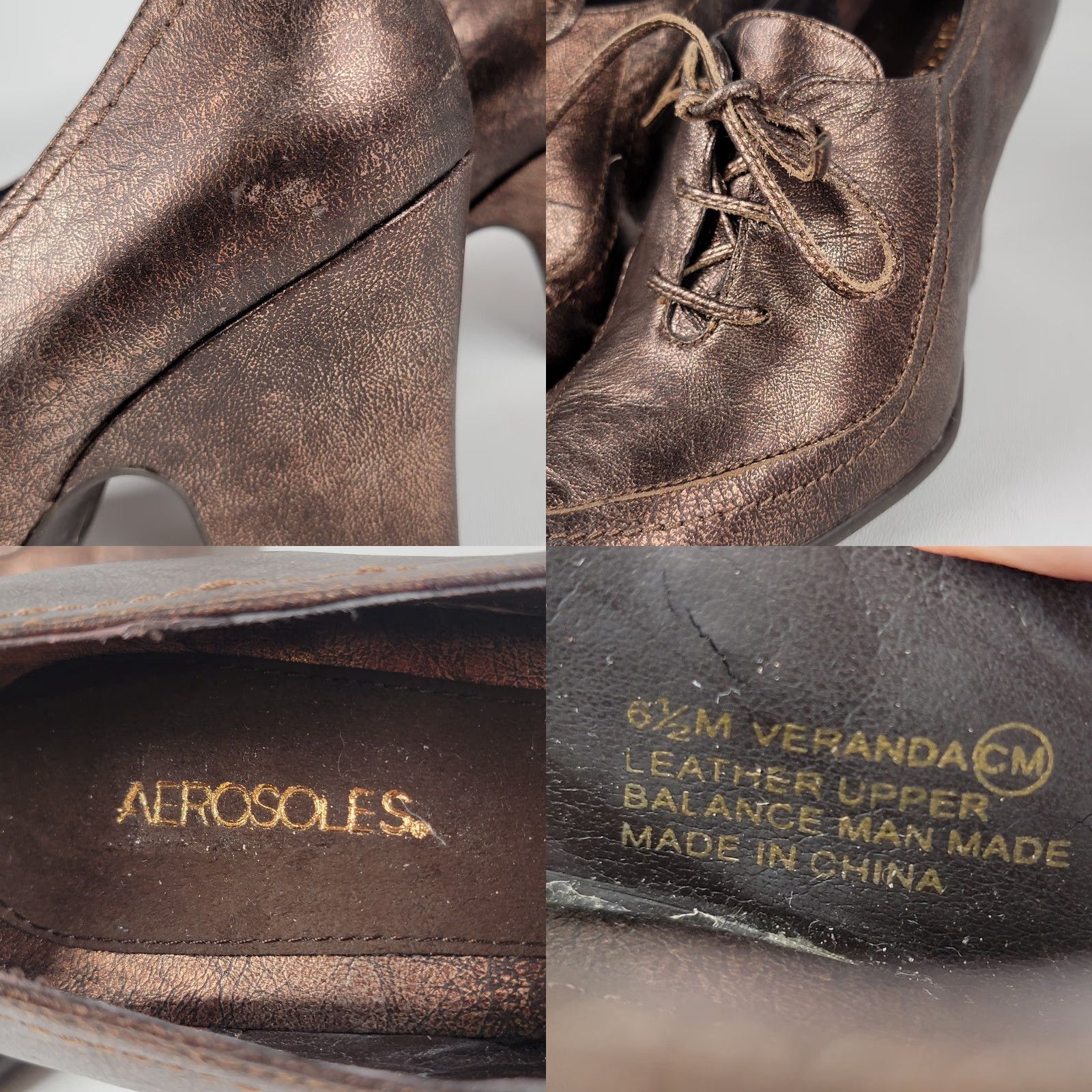 Vintage Aerosoles Veranda Women Brown Suede Lace Up High Block Heel 3.5" 6.5M Size US 7 / IT 37 - 9 Thumbnail