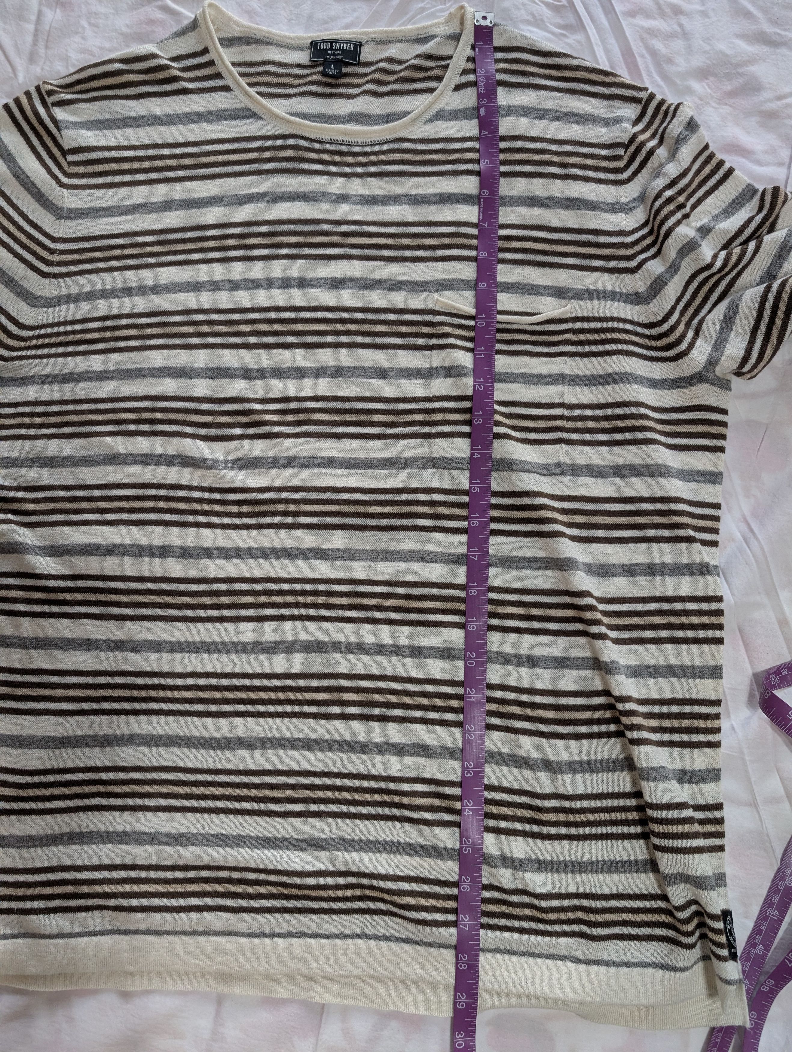 Todd Snyder Todd Snyder Striped Linen Shore Sweater in Chalk Size US L / EU 52-54 / 3 - 4 Thumbnail