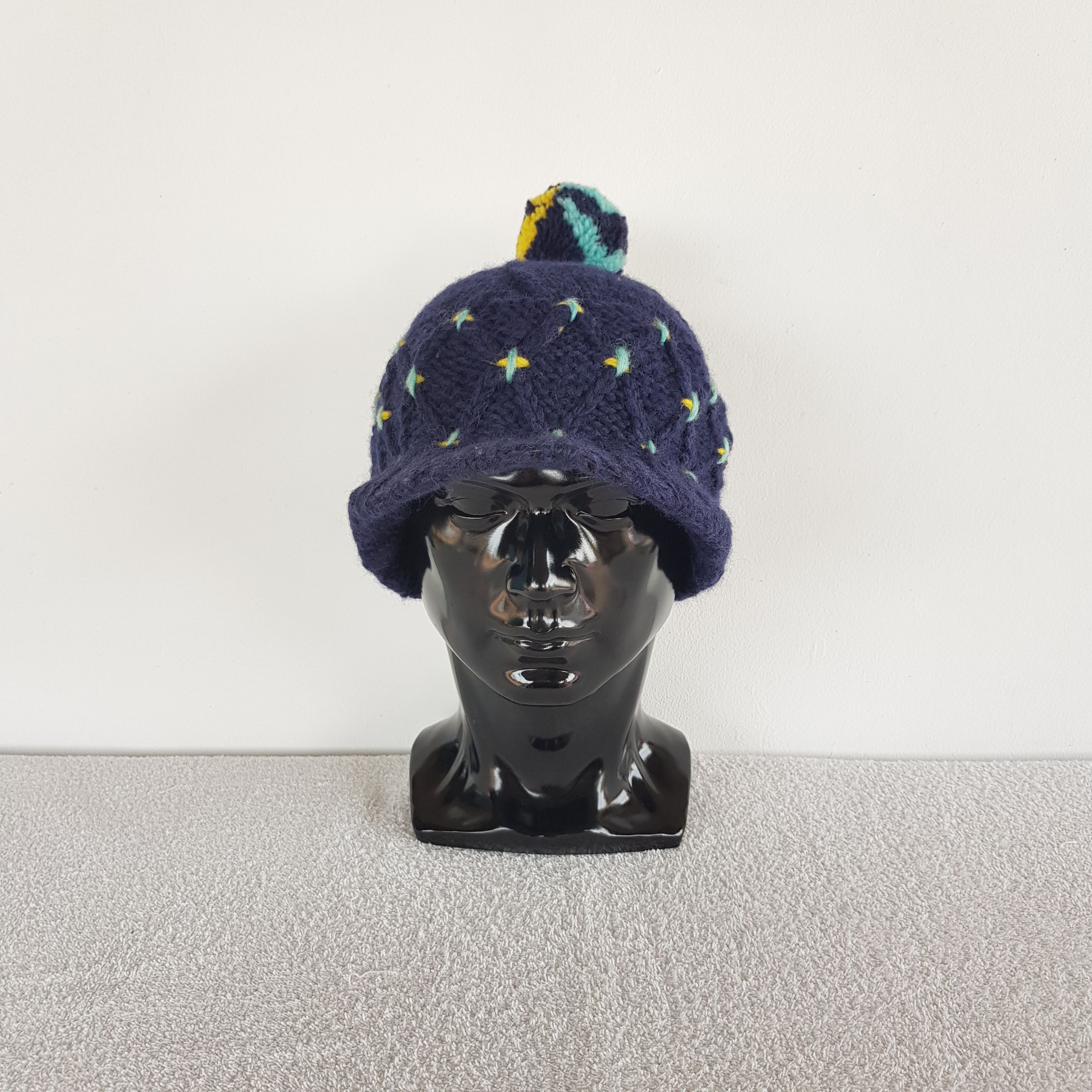 Homespun Knitwear Vintage Japanese Beanie Isle Ribbed Knit Brim Snow Caps Hat. Size ONE SIZE - 2 Thumbnail