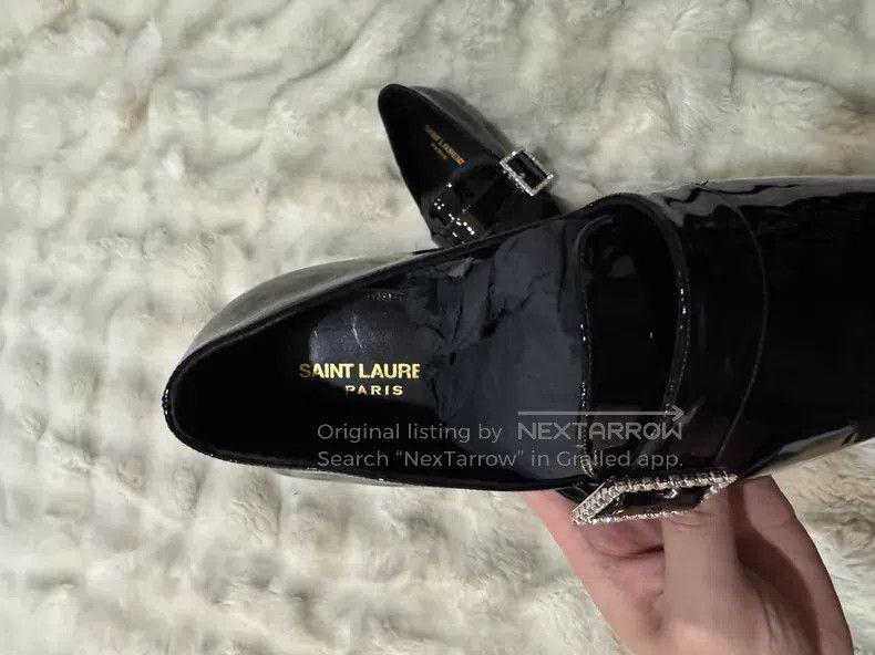 Saint Laurent Paris Saint Laurent Paris Crystal Buckle Loafers Leather Shoes Size US 10 / EU 43 - 6 Thumbnail