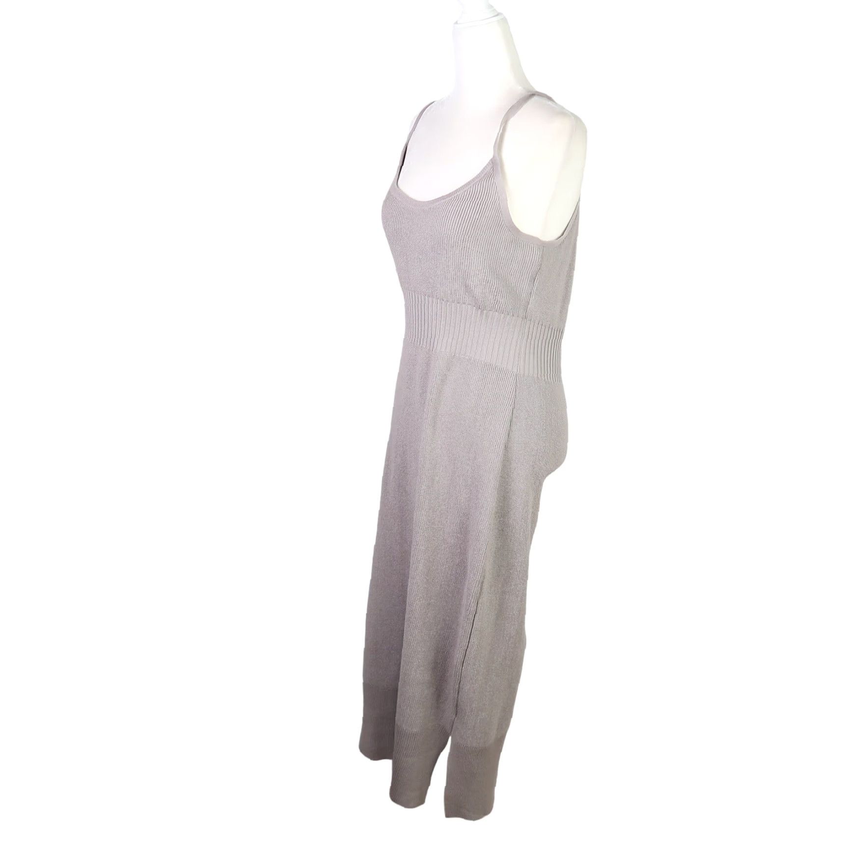 Vintage VINTAGE Freshman 1996 taupe grey ribbed knit sweater tank midi dress L Women Sleeveless Midi 46" Rayon Polyester Size L / US 10 / IT 46 - 3 Thumbnail