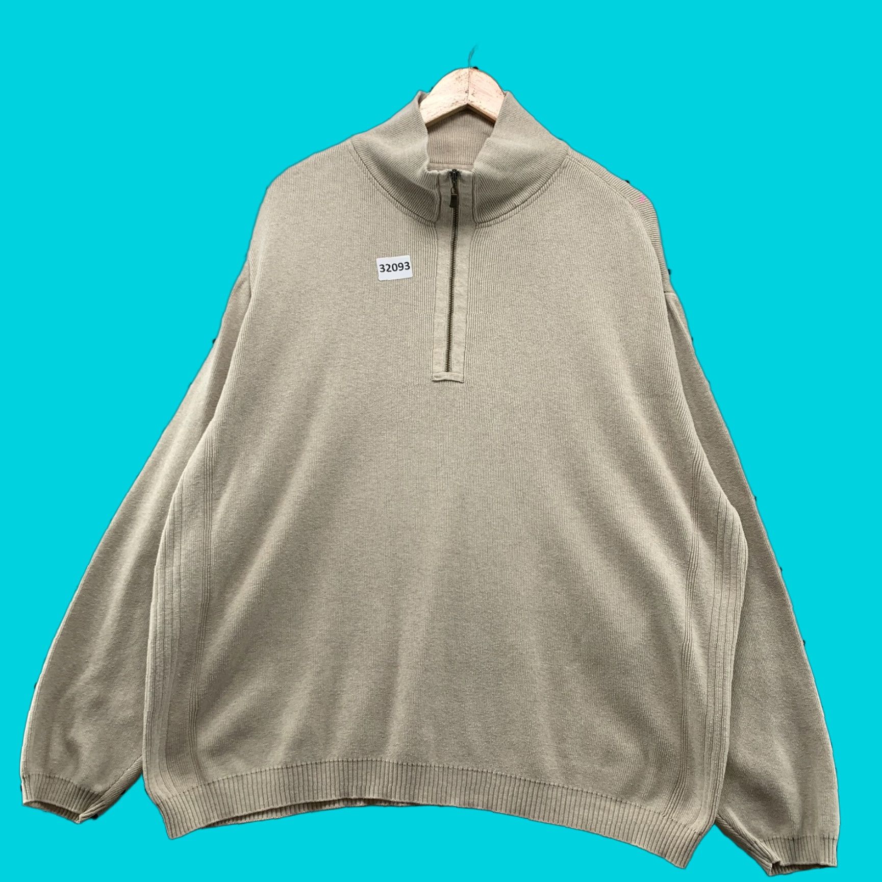 VINTAGE Tommy Bahama 1/4 Zip Pullover Sweater Mens Large Oversized Gray Long Sleeve Mock Neck