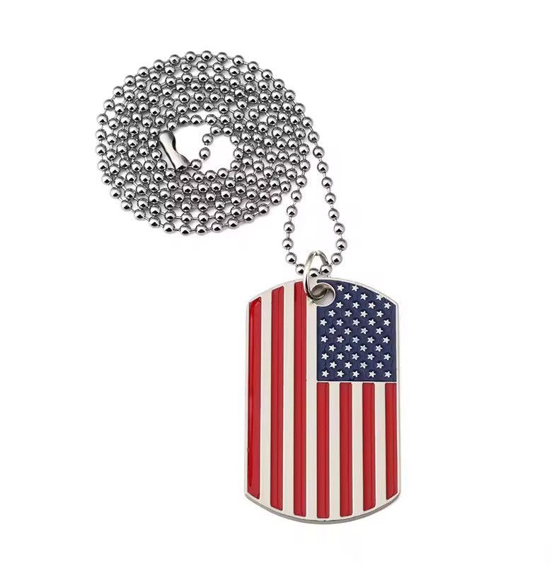 Other Vintage USA Flag Military Style Dog Tag Pendant Necklace Size ONE SIZE - 3 Thumbnail