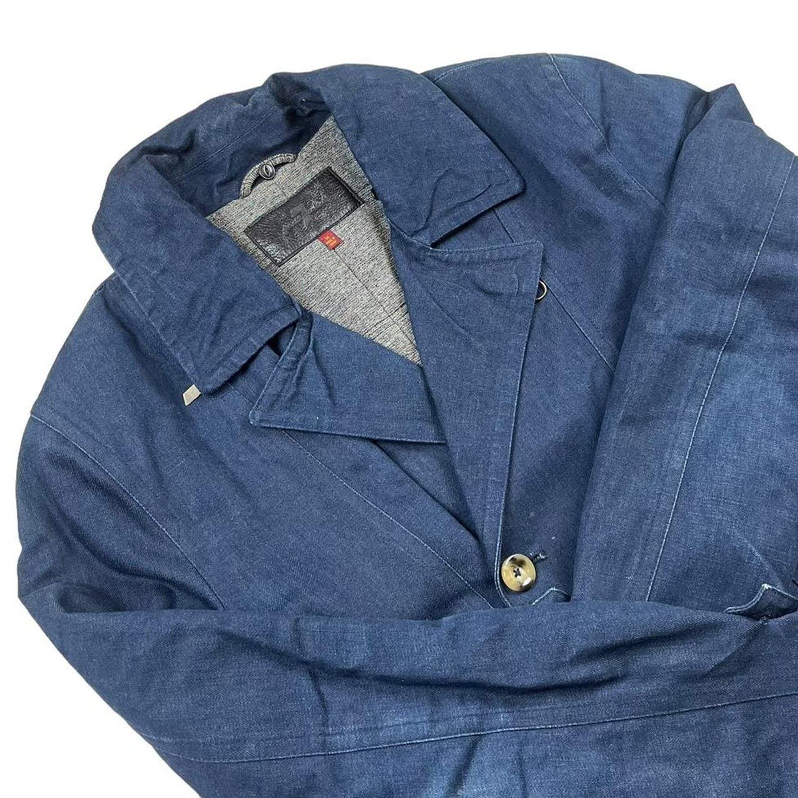 image of 7 For All Mankind Double Breasted Denim Jacket in Blue, Men's (Size Medium)