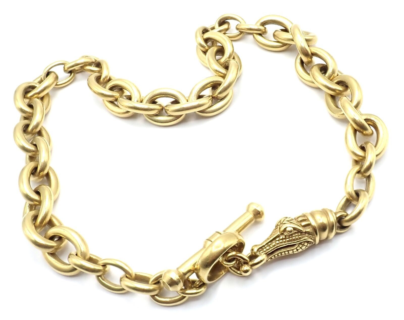Kieselstein Cord Yellow Gold Alligator Head Toggle Necklace