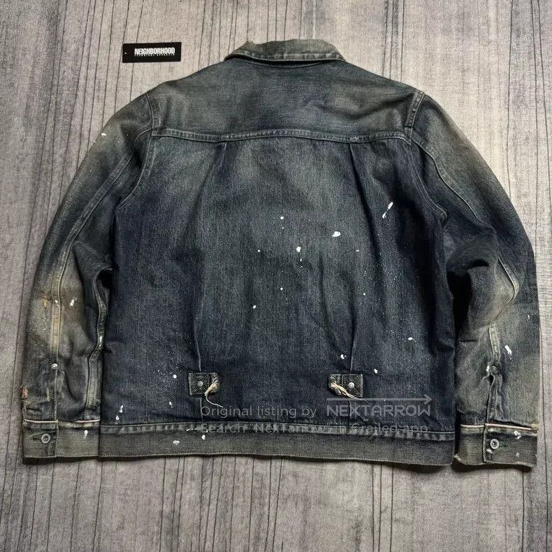 Neighborhood Neighborhood 19AW Wool Washed Distressed Splashed Denim Ja Size US L / EU 52-54 / 3 - 2 Thumbnail