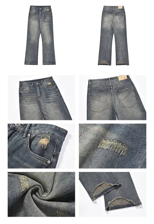 VIBE Flared jeans wide legs ripped vintage baggy pants Y2k Size US 30 / EU 46 - 6 Thumbnail
