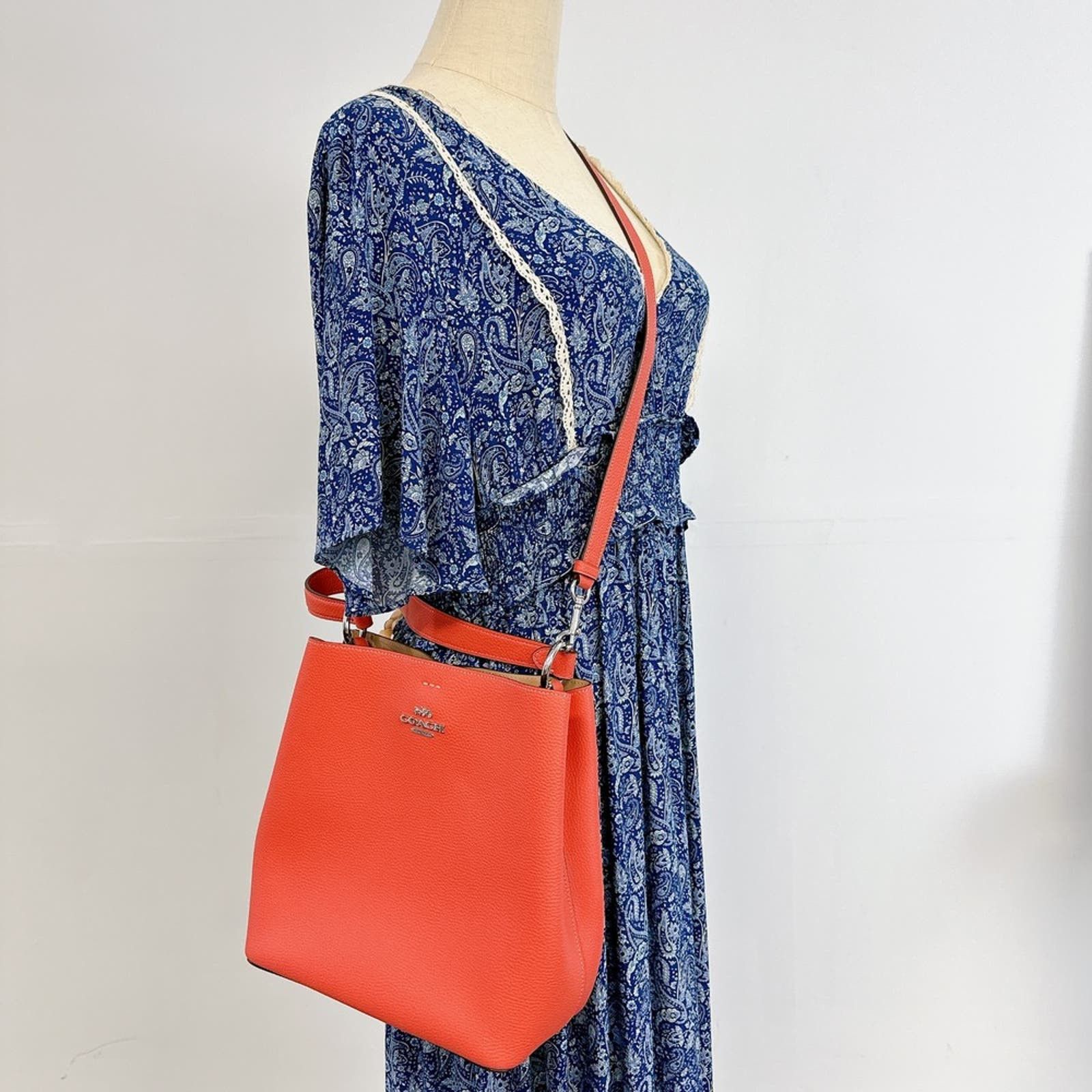 image of Coach 91122 Town Bucket Bag In Tangerine Taupe in Orange, Women's
