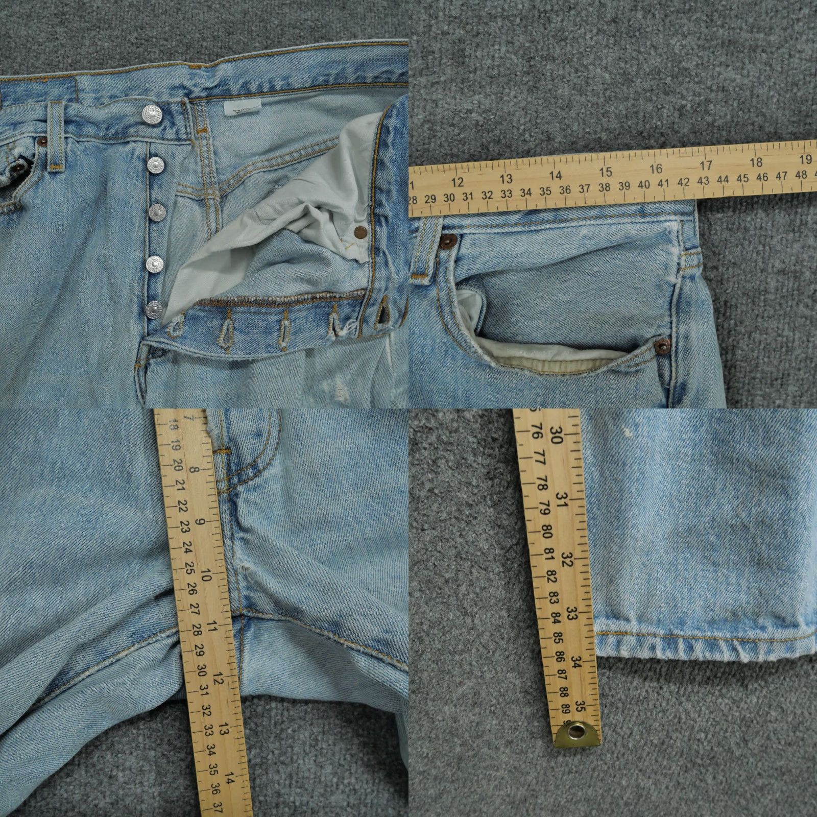 Levi's VINTAGE Levi's 501 Jeans Mens 34x34 Blue Distressed Grunge Button Fly Classic Straight Pants 90s Mens Size US 34 / EU 50 - 9 Thumbnail