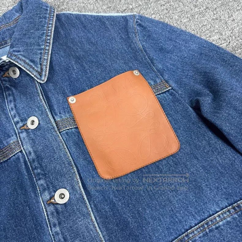 Loewe Loewe Logo Embossed Patchwork Denim Jacket with Front and Size XXS / US 00 / IT 34 - 3 Thumbnail