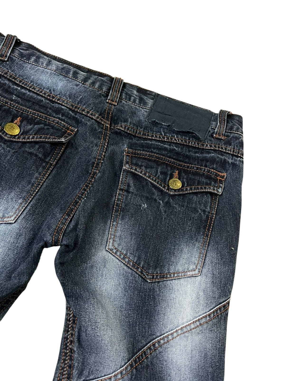 Kapital 💥Flare💥Vintage Lowbox Clawmark Distress Jean Rare Size US 33 - 15 Thumbnail