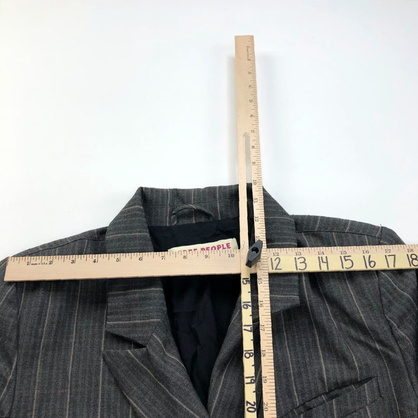 Free People Free People Blazer Shirt? Gray Striped Lined Wool Polyester One Button Jacket Women L Size Regular Size L / US 10 / IT 46 - 6 Thumbnail