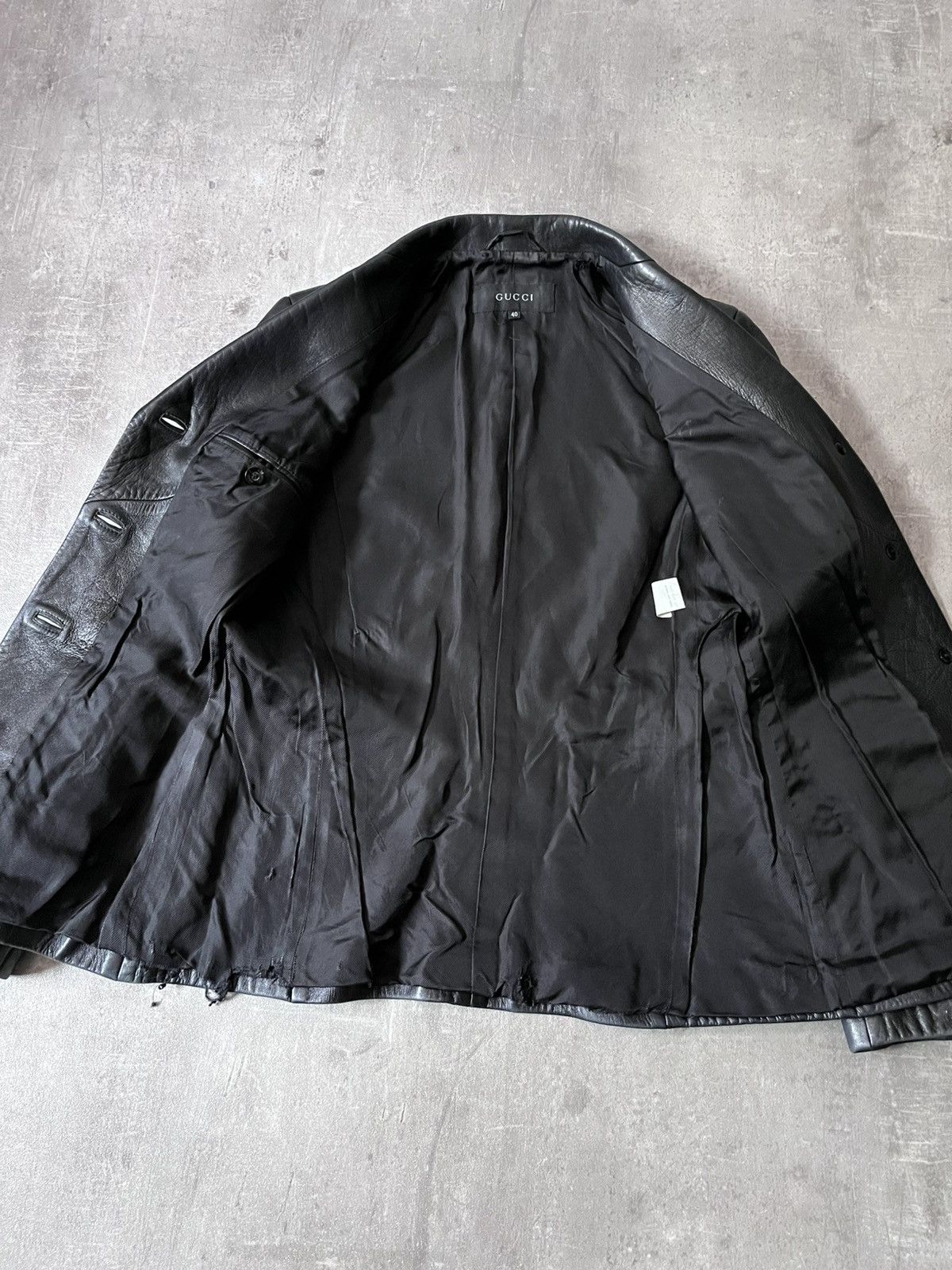 Gucci Gucci F/W 1998 by Tom Ford Leather blazer jacket black Size L / US 10 / IT 46 - 11 Thumbnail