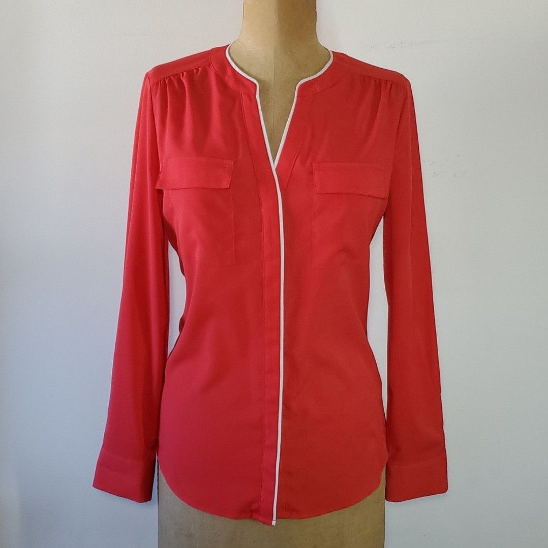 Other Jaclyn Smith Size M NEW Blouse Top Red Chiffon Rouched Long Size M / US 6-8 / IT 42-44 - 1 Thumbnail