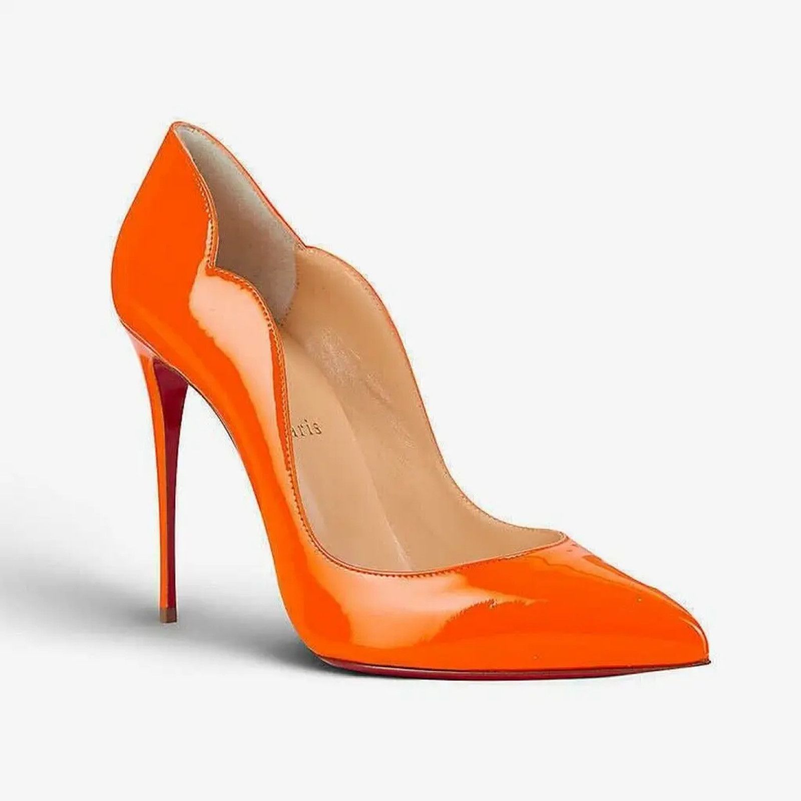 Christian Louboutin Hot Chick 100 Patent Fluo Fizz Orange Neon Heel Pump 36 Size US 6 / IT 36 - 3 Thumbnail
