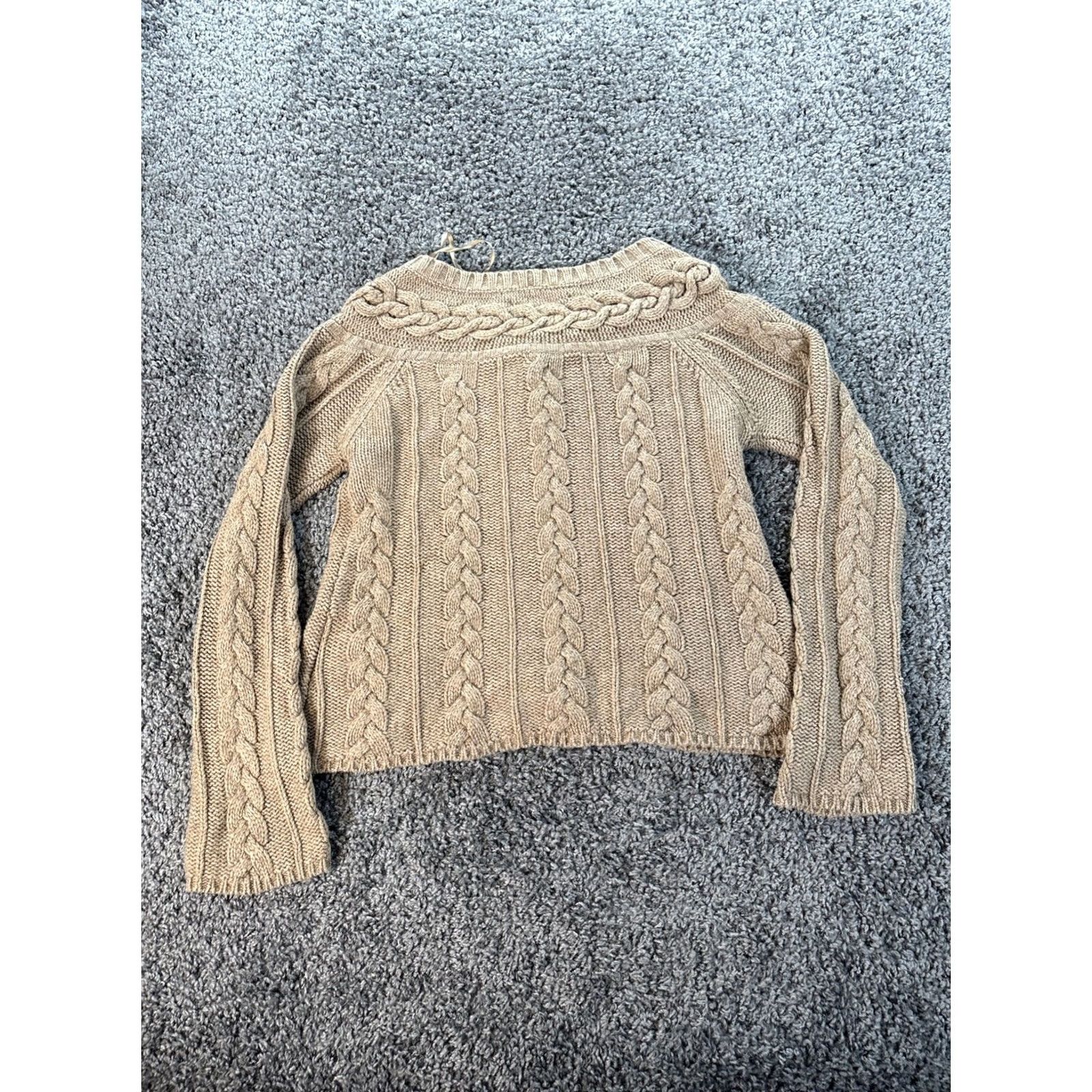 Old Navy VINTAGE Old Navy Cardigan Sweater Womens Large L Brown Lambswool Fitted Crew Neck Knit Wool Cotton Chair? Size L / US 10 / IT 46 - 6 Thumbnail