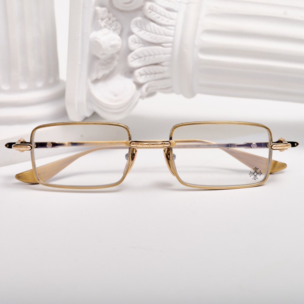 CHROME HEARTS BUCKLE RIDER ANTIQUE GOLD GLASSES