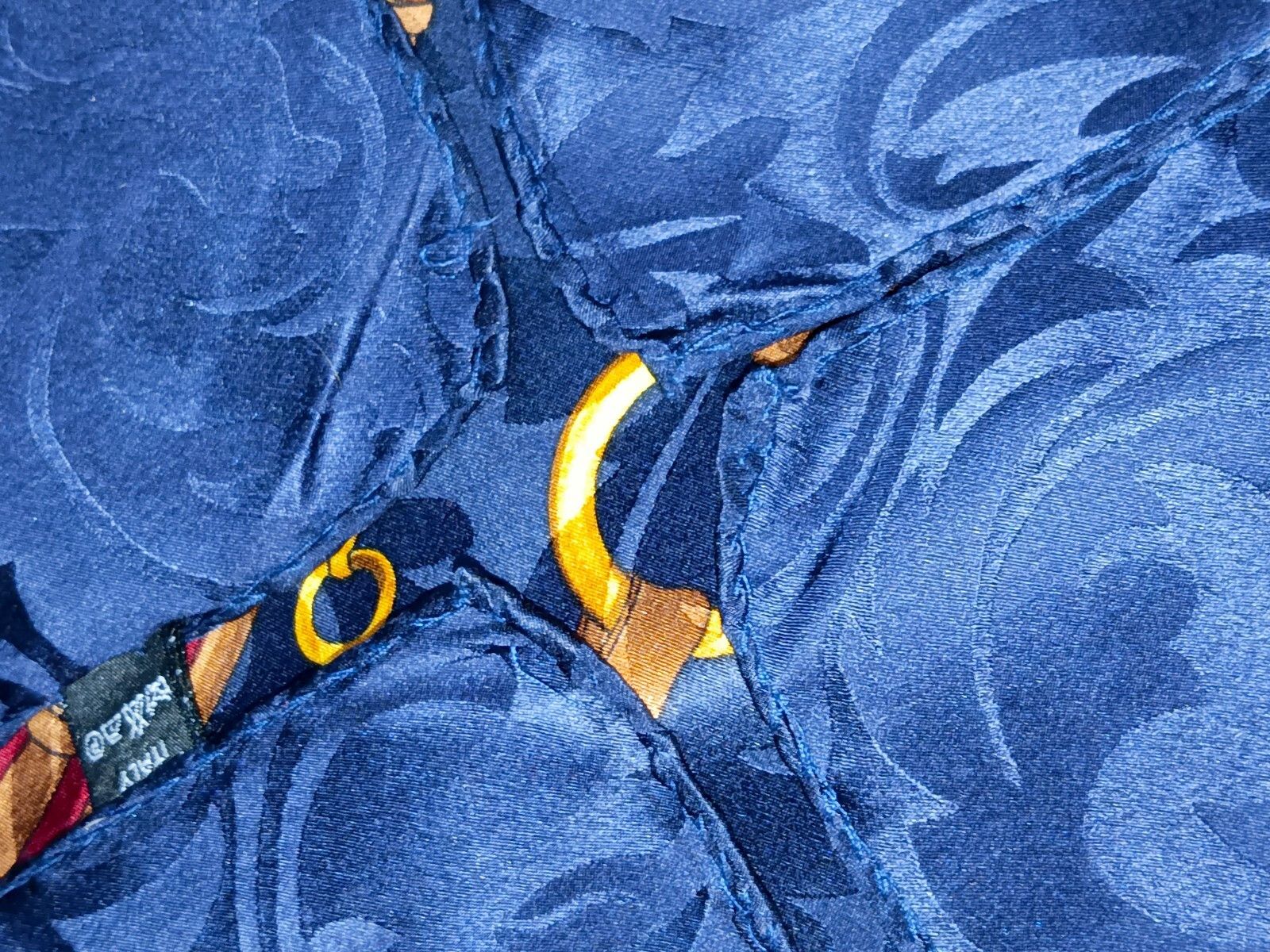 Other JEAN PAREL Paris Horse Jockey Blue Red Gold Silk Scarf Size ONE SIZE - 12 Thumbnail
