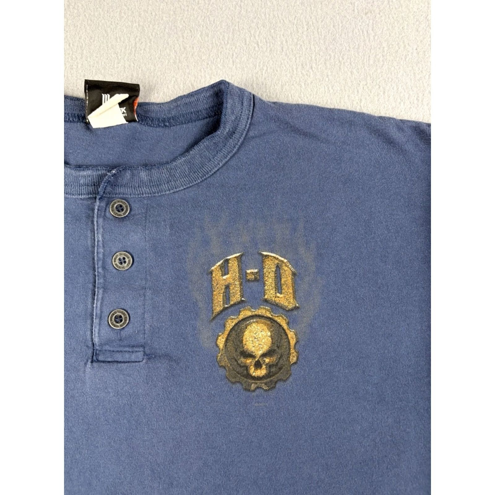 Harley Davidson VINTAGE Harley-Davidson Shirt Men’s XL Blue Longsleeve Henley Biker Y2k Mens XL Blue Henley Long Sleeve Shirt Size US XL / EU 56 / 4 - 2 Thumbnail