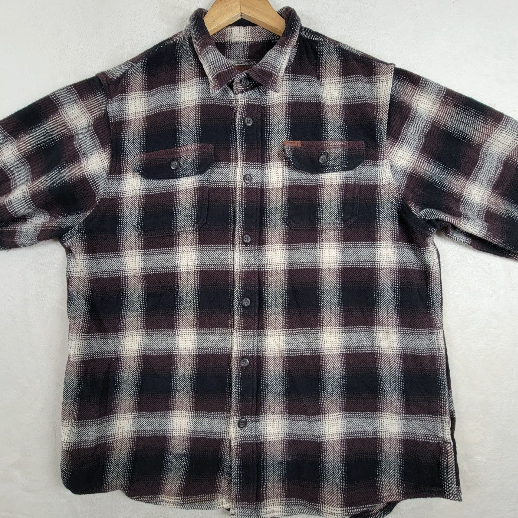Orvis Orvis Mens Big Bear Flannel Shirt XL Brown White Plaid Cotton Button Front Shirt Mens XL Brown Plaid Cotton Flannel Button-Up Size US XL / EU 56 / 4 - 3 Thumbnail