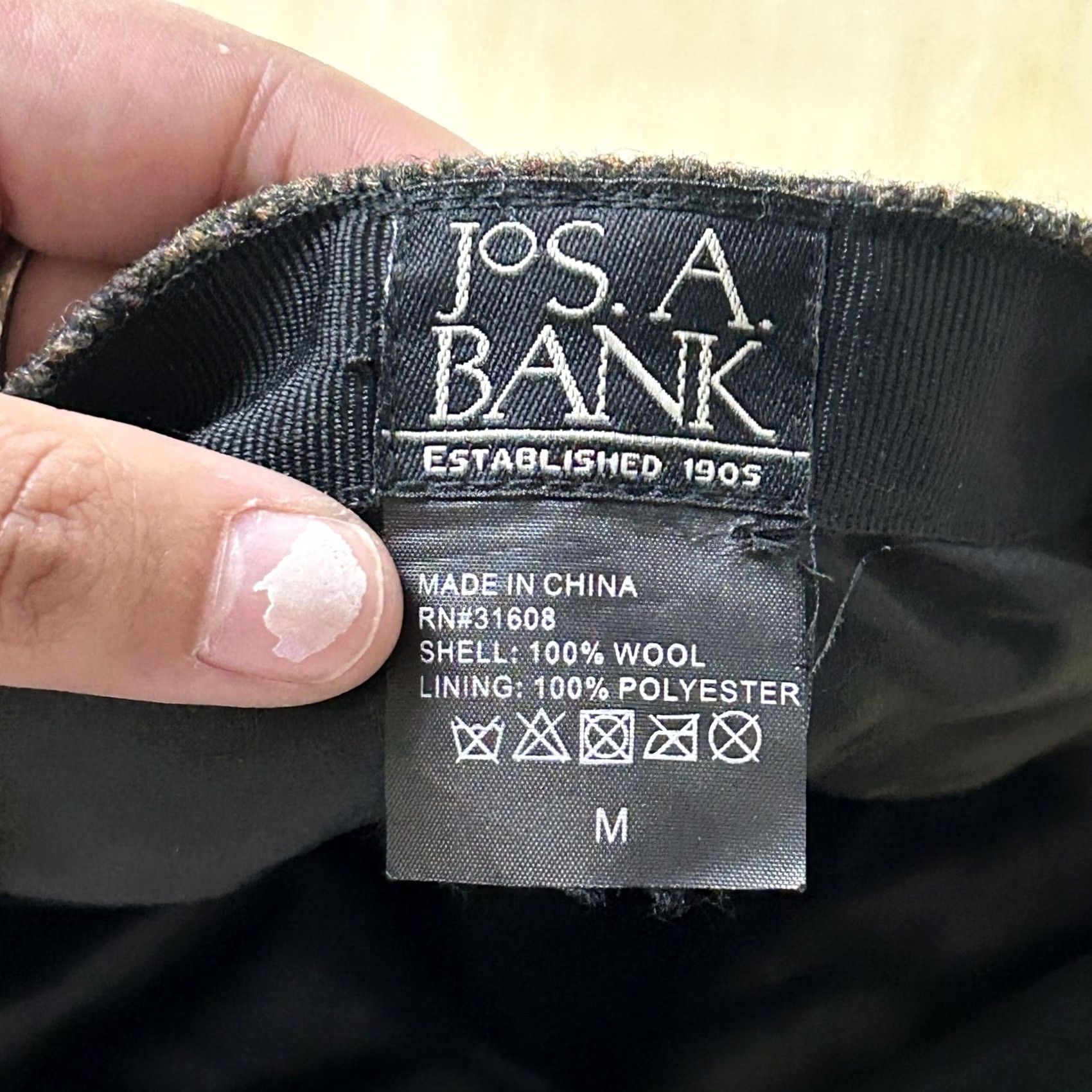 Jos. A. Bank VINTAGE Jos. A. Bank Hat Cap Fitted Mens Medium Brown Herringbone Tweed Wool Flat Lined Size ONE SIZE - 5 Thumbnail