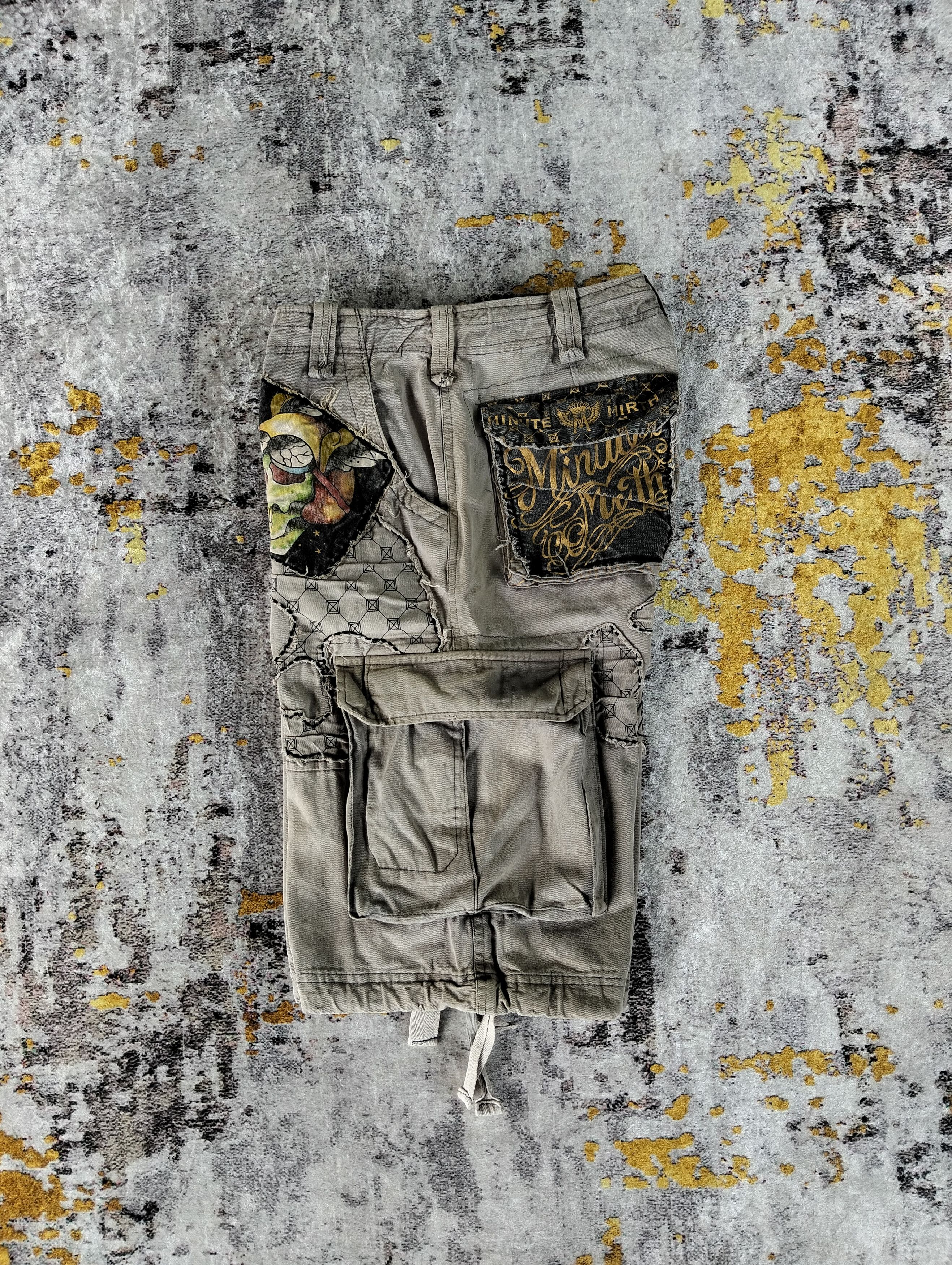 Hysteric Glamour Minute Mirth Skull Tattoo Embroidered Jorts Cargo Shorts Size US 29 - 5 Thumbnail