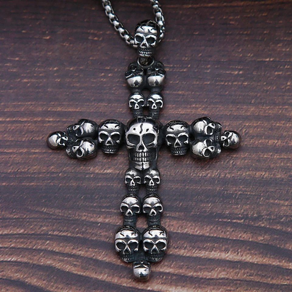Jewelry Retro Cross Skull Pendant Necklace Size ONE SIZE - 5 Thumbnail