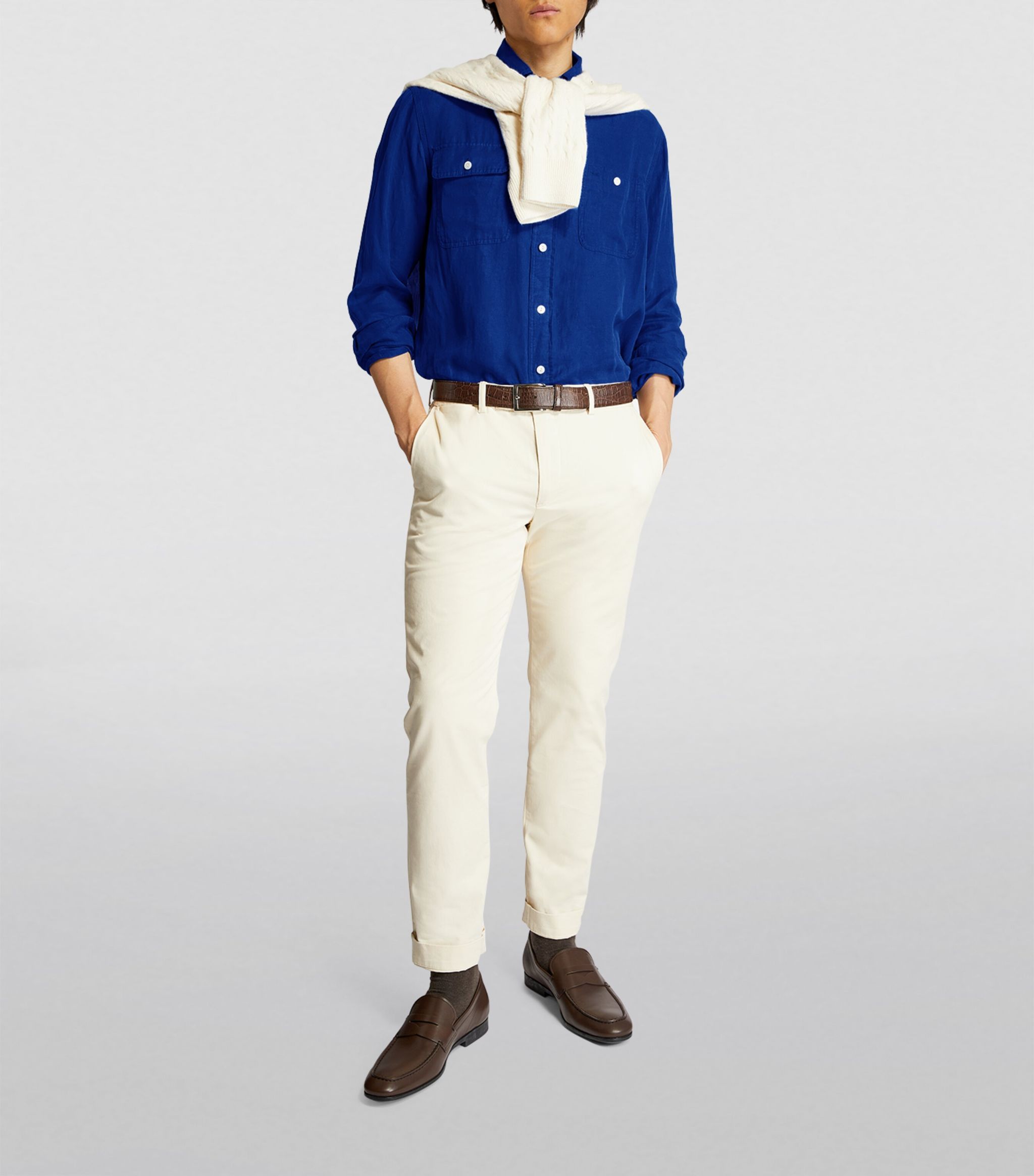 image of Ralph Lauren Purple Label x Rrl Ralph Lauren 545Usd Timeless Indigo Blue Safari Work Shirt Utilitar