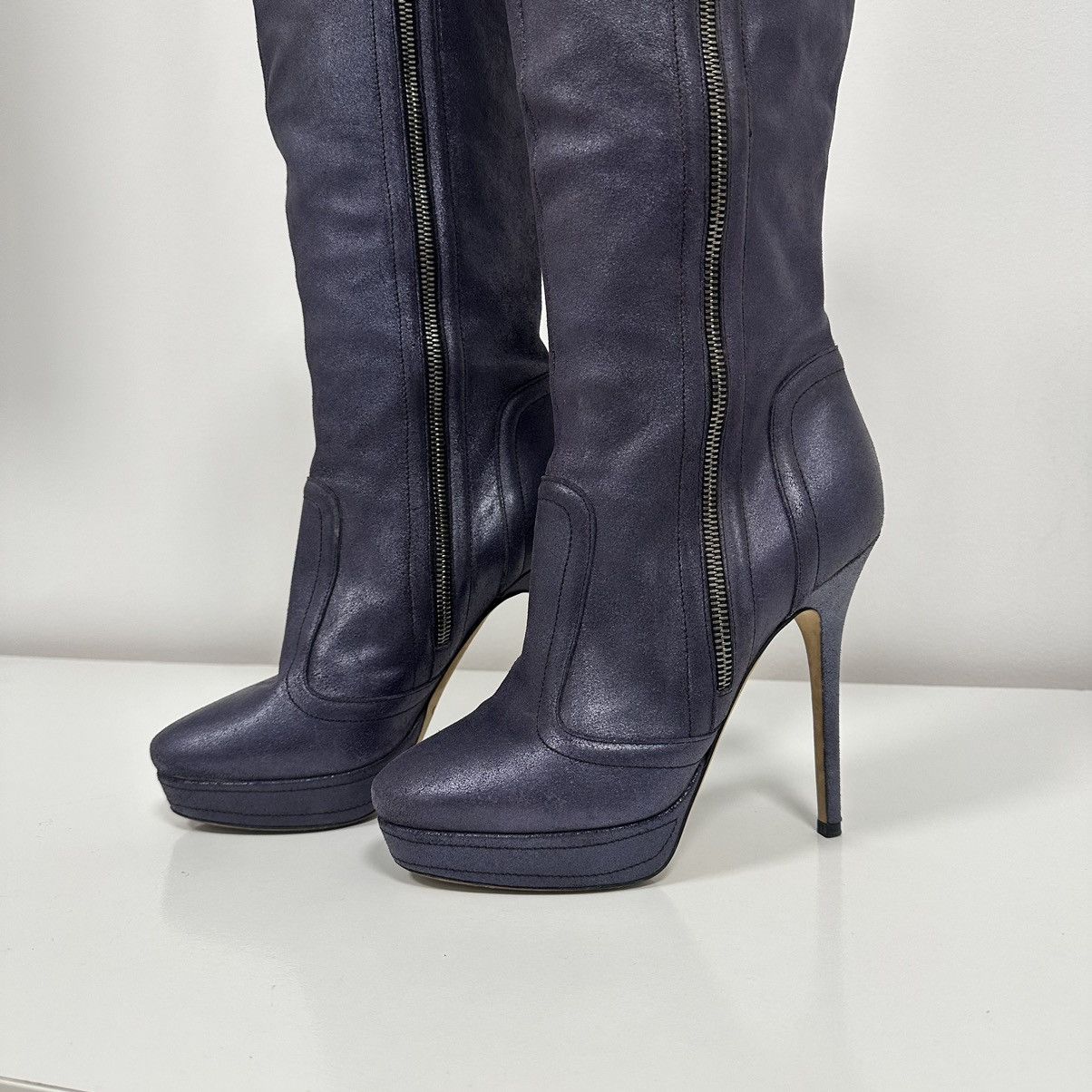 Jimmy Choo Jimmy Choo Metallic Purple Leather Knee Lenght Boots Size US 8 / IT 38 - 6 Thumbnail