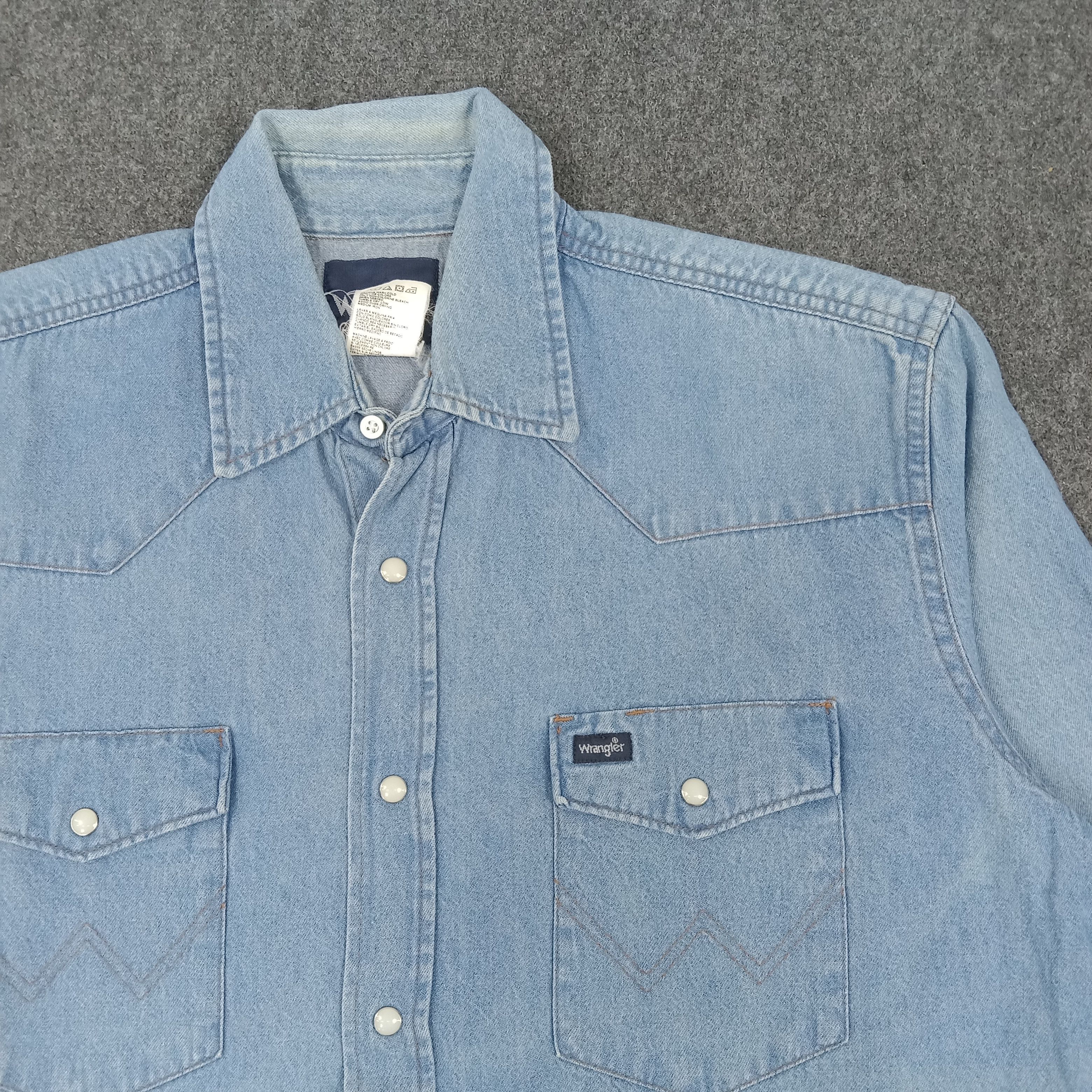 Vintage × Wrangler Wrangler American Denim Style Long Sleeve Shirt Size US L / EU 52-54 / 3 - 2 Thumbnail