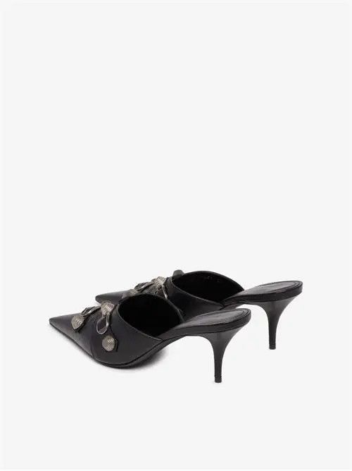 Balenciaga o1s1rm1024 Cagole 70mm Mules in Black/Silver Size US 10 / IT 40 - 3 Thumbnail