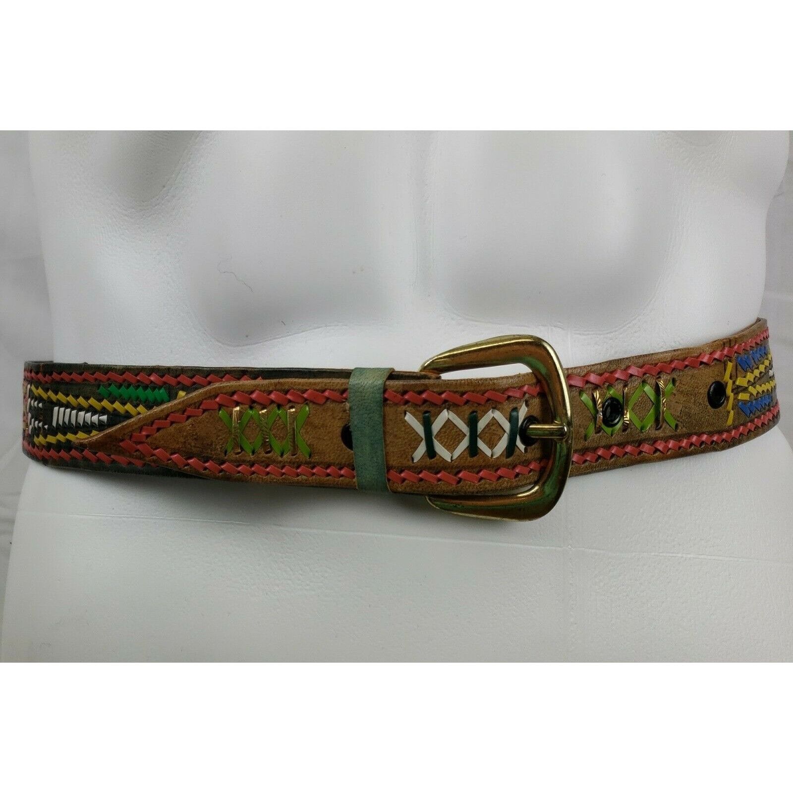 Handmade Western Elk Hide Leather Belt Lot 2 Buckskin Pouch Whip Stit Size ONE SIZE - 2 Thumbnail