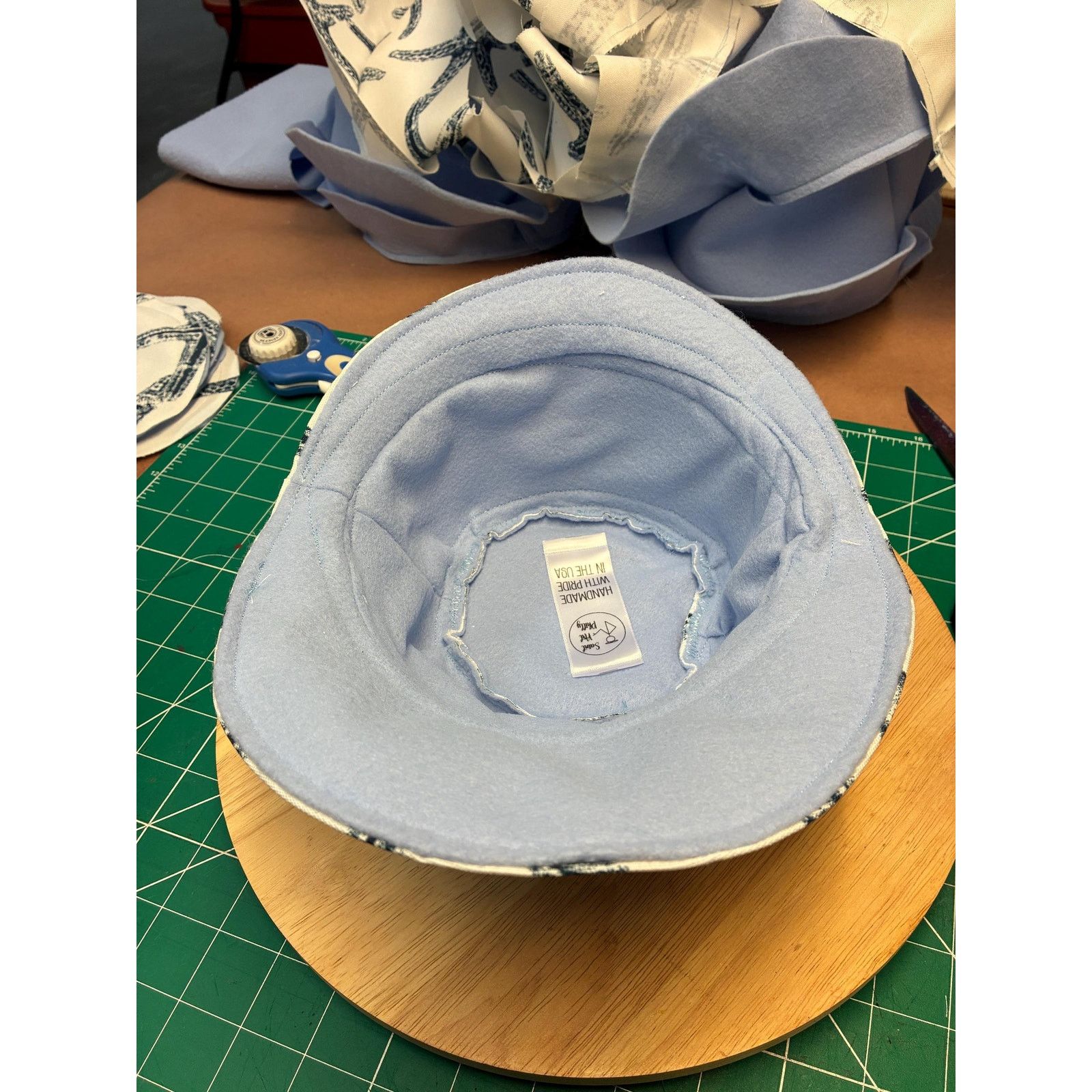 Other Upcycled Bucket Hat — Navy & White Starfish Print, Size ONE SIZE - 11 Thumbnail