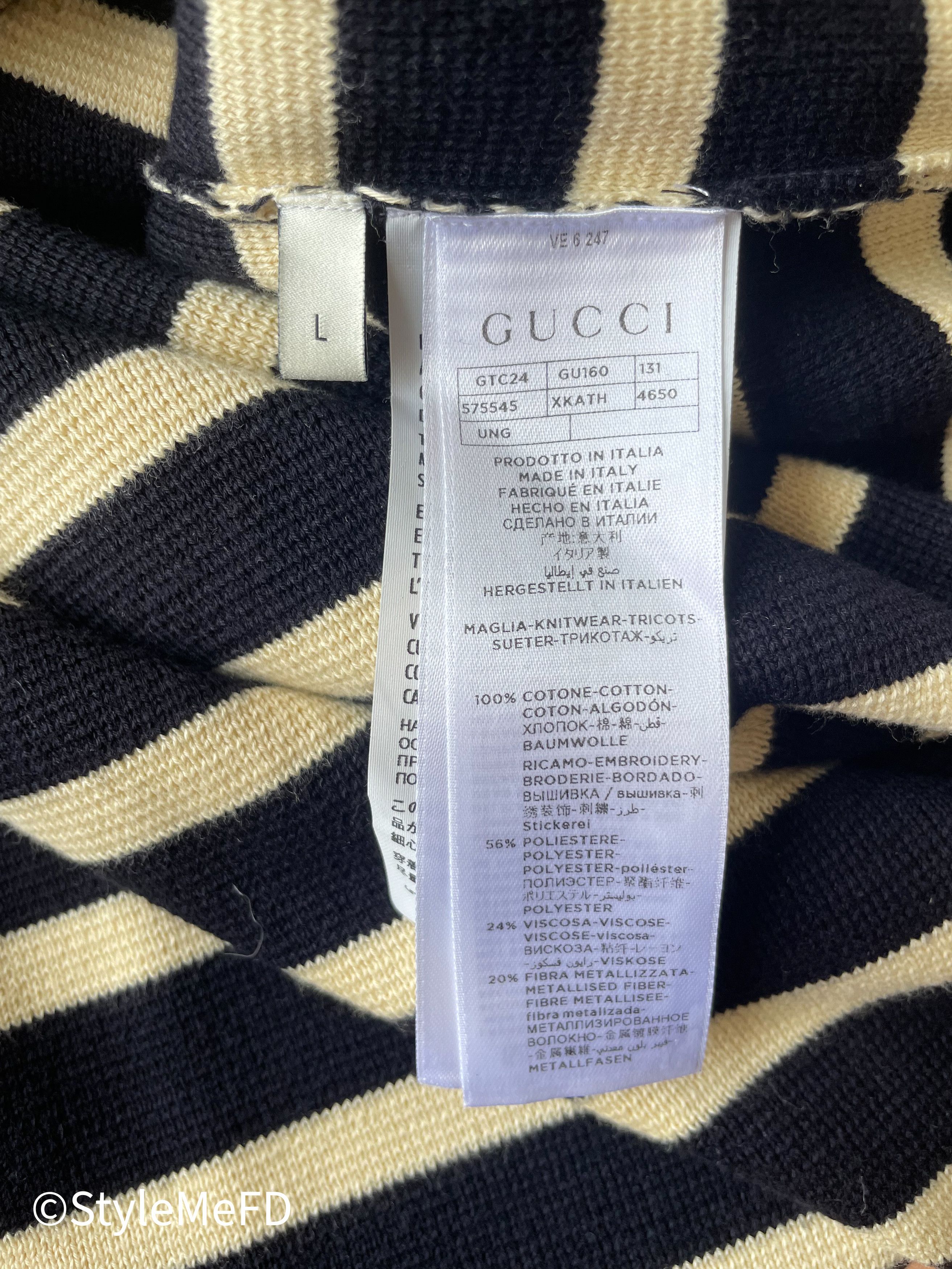 Gucci Gucci “Gucci Band” Striped Pullover w Pocket & Patch Details Size US L / EU 52-54 / 3 - 7 Thumbnail