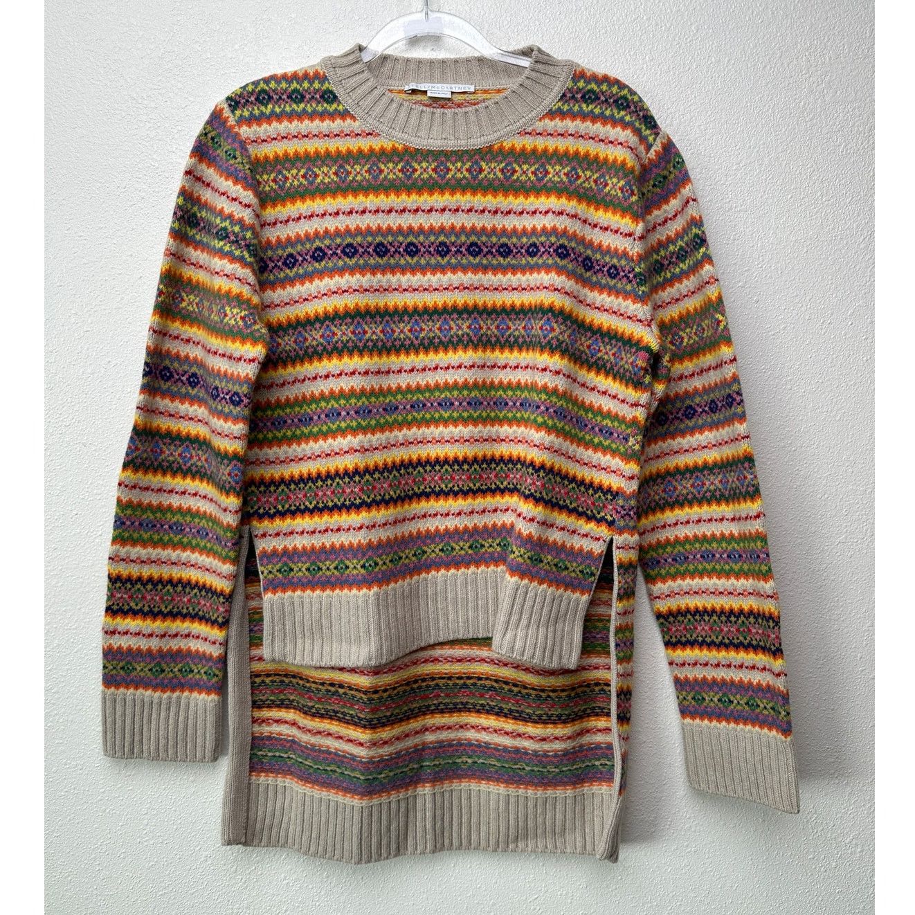 Stella McCartney Stella McCartney Multicolor Zigzag Wool 10 High Low Sweater Size L / US 10 / IT 46 - 4 Thumbnail