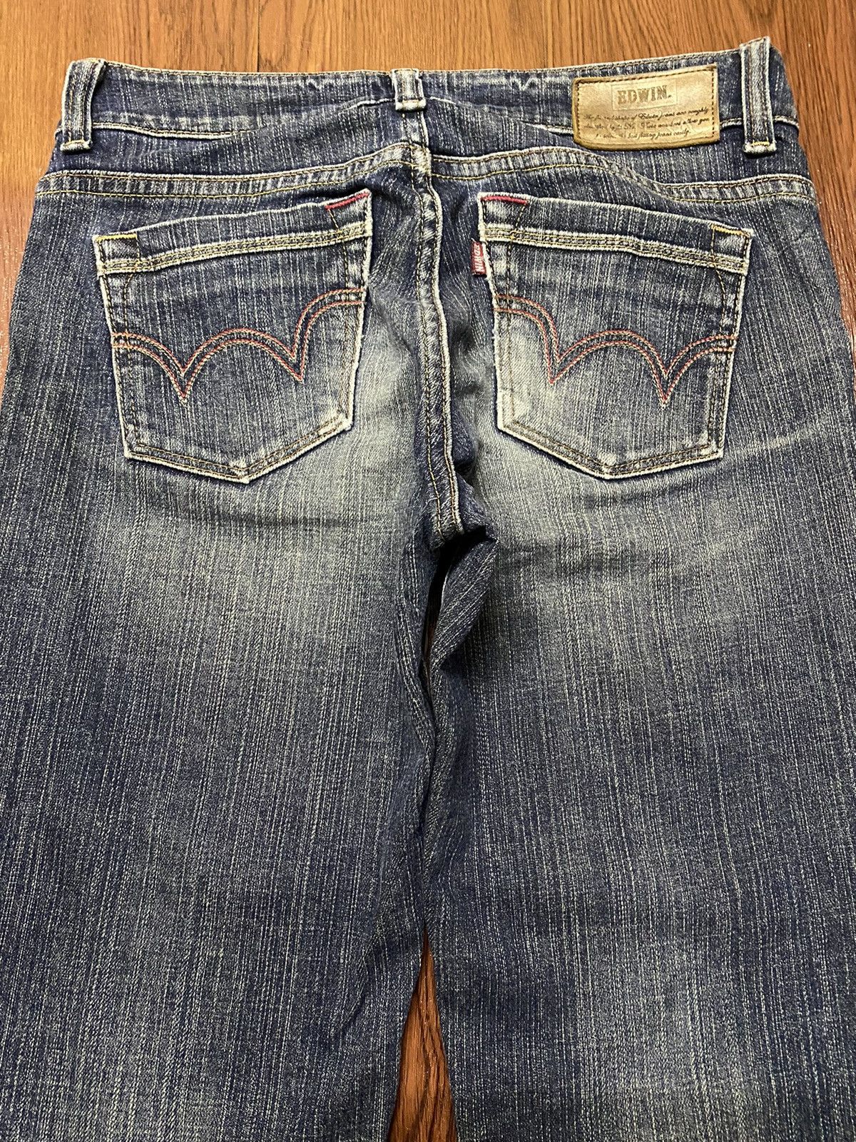 Edwin Vintage Japanese Brand Blue Distressed Flare Style Jeans Size 29" - 4 Thumbnail