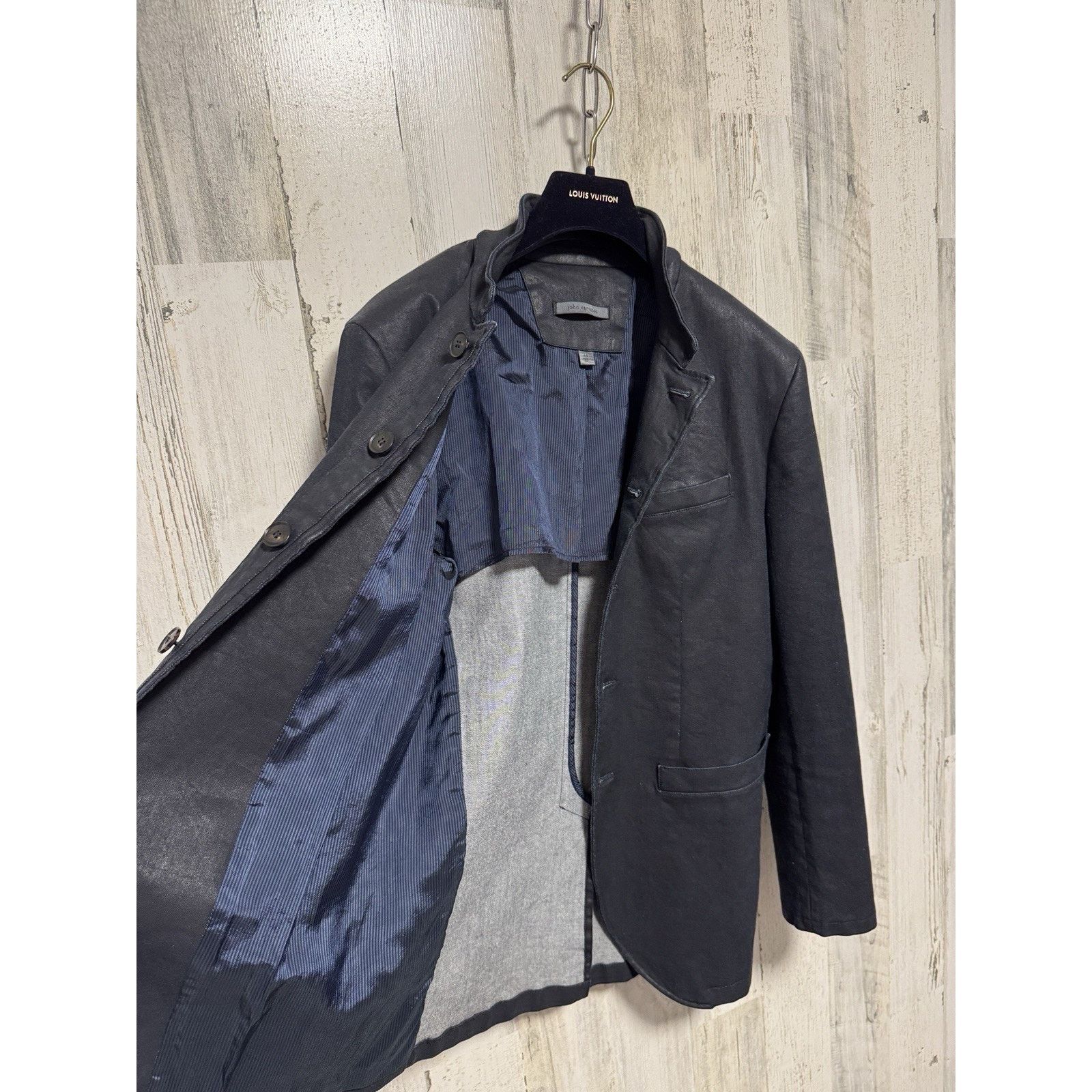 John Varvatos John Varvatos BRIA Blue Waxed Lightweight Moto Jacket Size US S / EU 44-46 / 1 - 6 Thumbnail