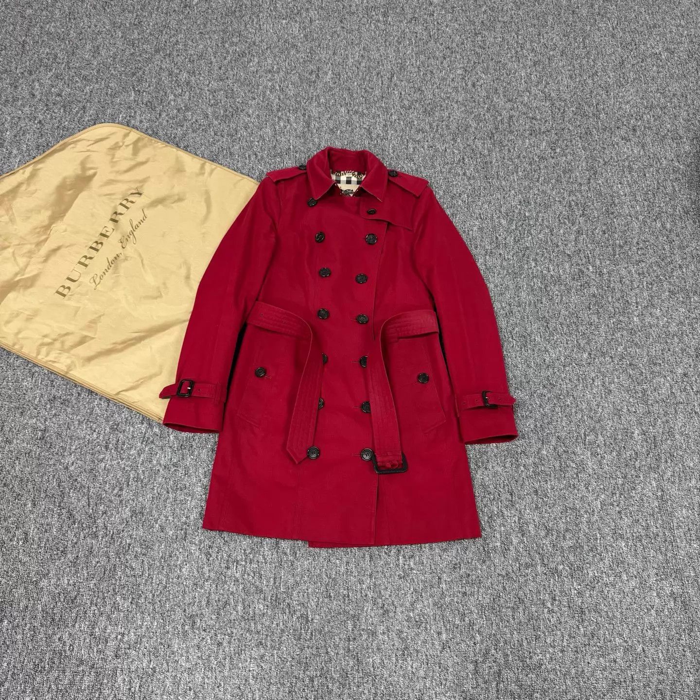 Burberry Burberry Red Sandringham DB Belted Trench UK8 99N Size S / US 4 / IT 40 - 1 Thumbnail