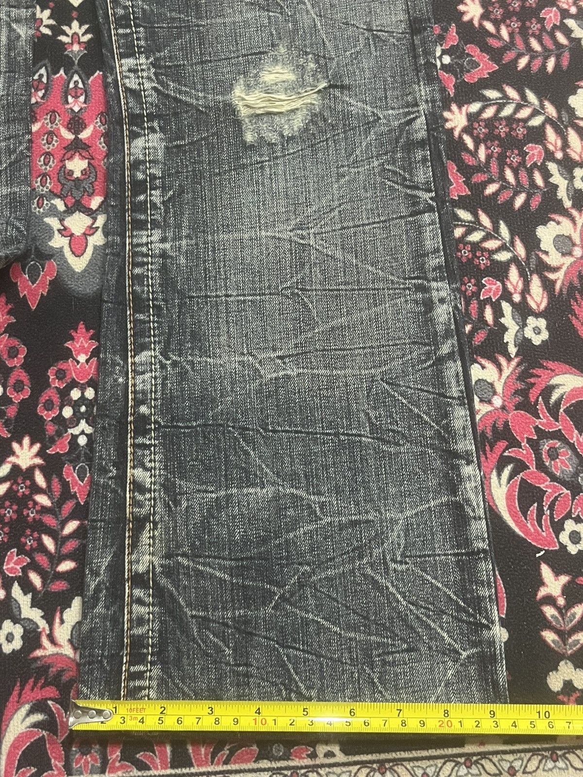 semanticdesign Japan Semantic Design Dark Washed Cracked Fringe Flare Jeans Size US 32 / EU 48 - 14 Thumbnail