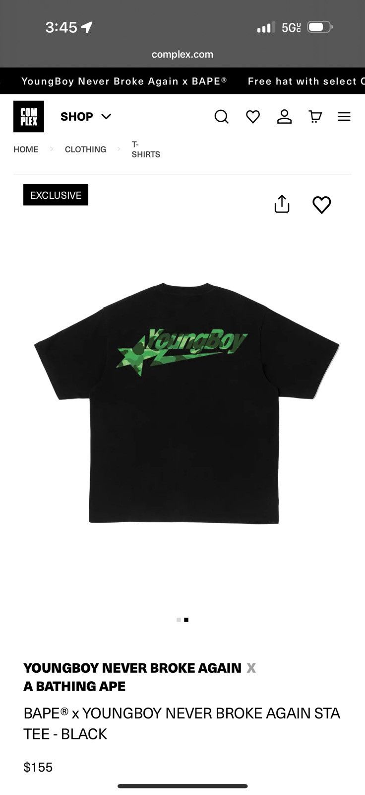 Bape Youngboy Never Broke Again x Bape Size US L / EU 52-54 / 3 - 4 Thumbnail