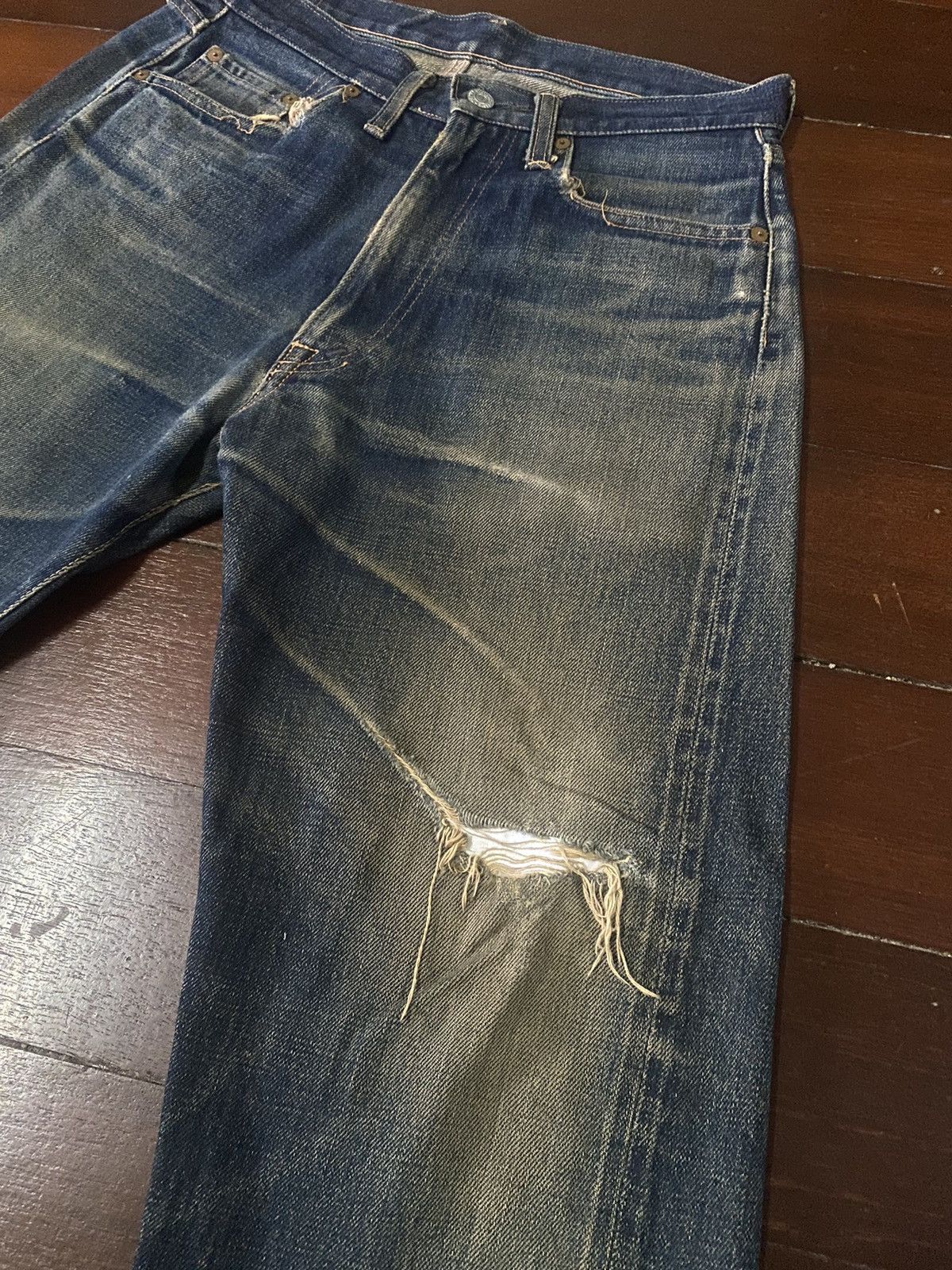 Denime FIRE VINTAGE DENIME JAPAN BRAND FLARE JEANS DISTRESSED RIP Size US 32 / EU 48 - 5 Thumbnail