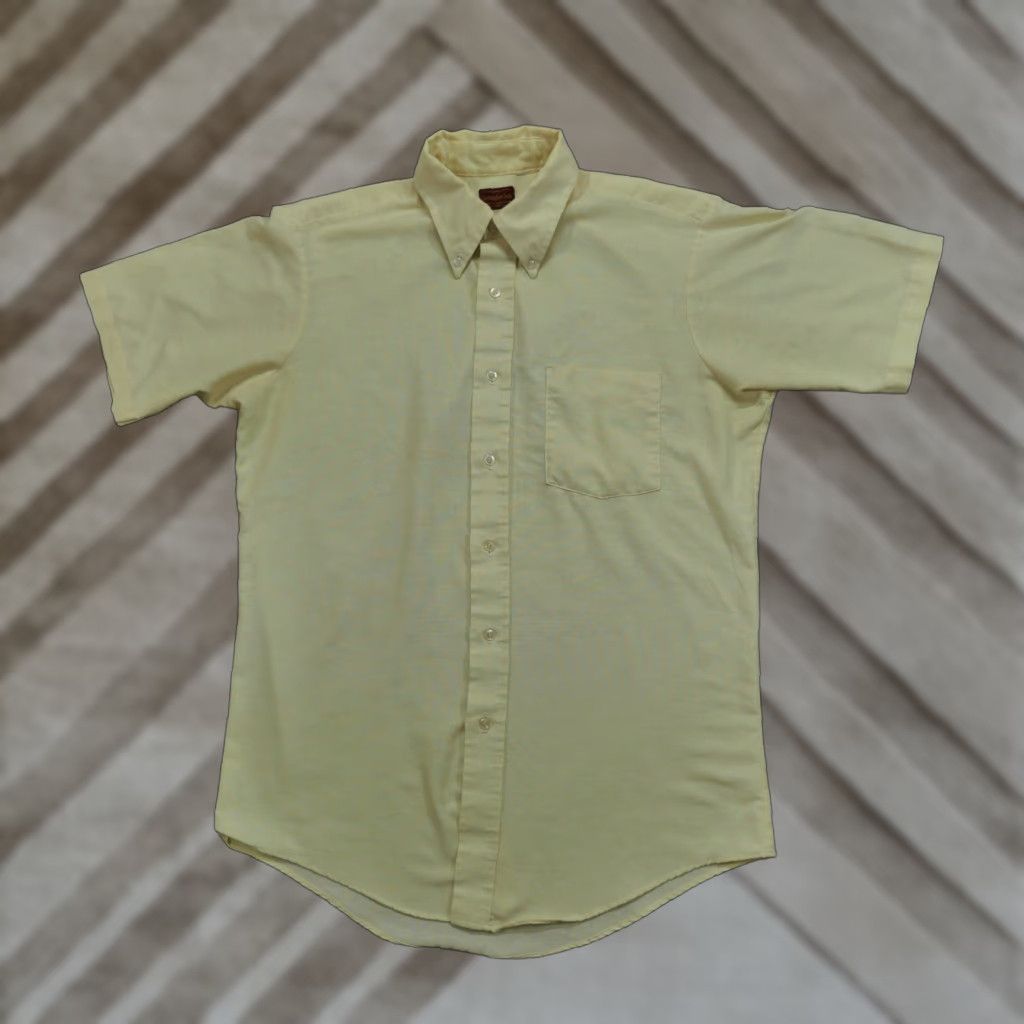 Vintage VINTAGE Christopher Scott Shirt Mens L Yellow Button-Down 70s Casual Cotton Oxford Size US L / EU 52-54 / 3 - 1 Thumbnail