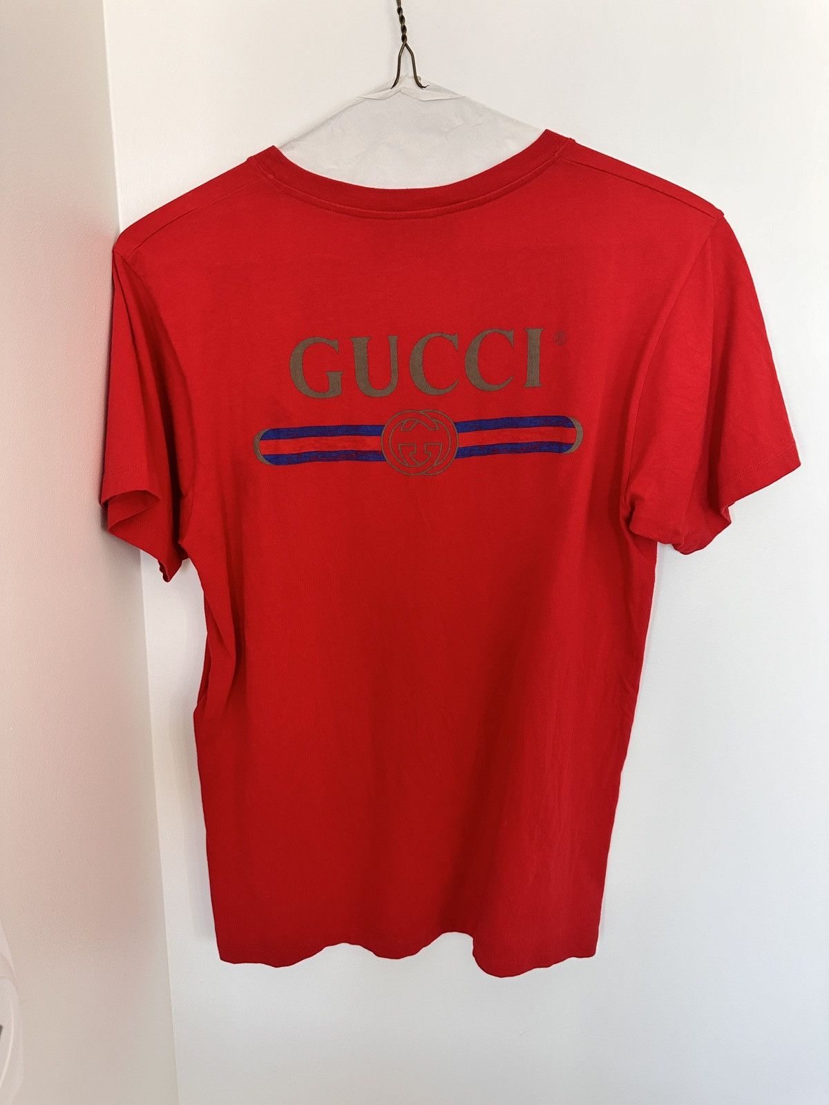 image of Gucci Red Logo T-Shirt, Men's (Size Small)