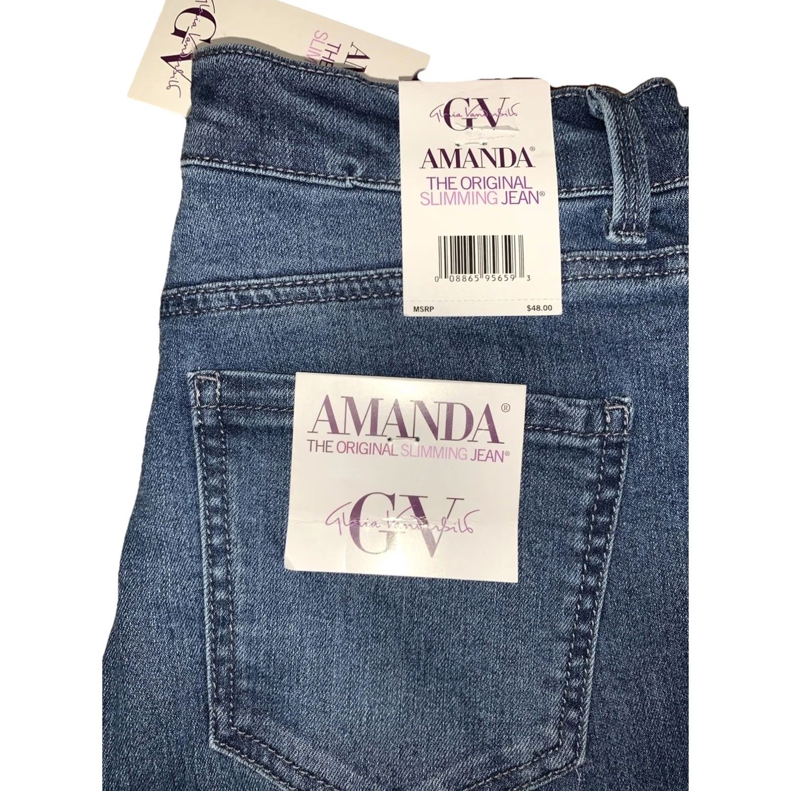 Gloria Vanderbilt Gloria Vanderbilt The Amanda Sliming Jean Womens Stretch Denim Tapered Sz 8 NWT Size 30" / US 8 / IT 44 - 2 Thumbnail