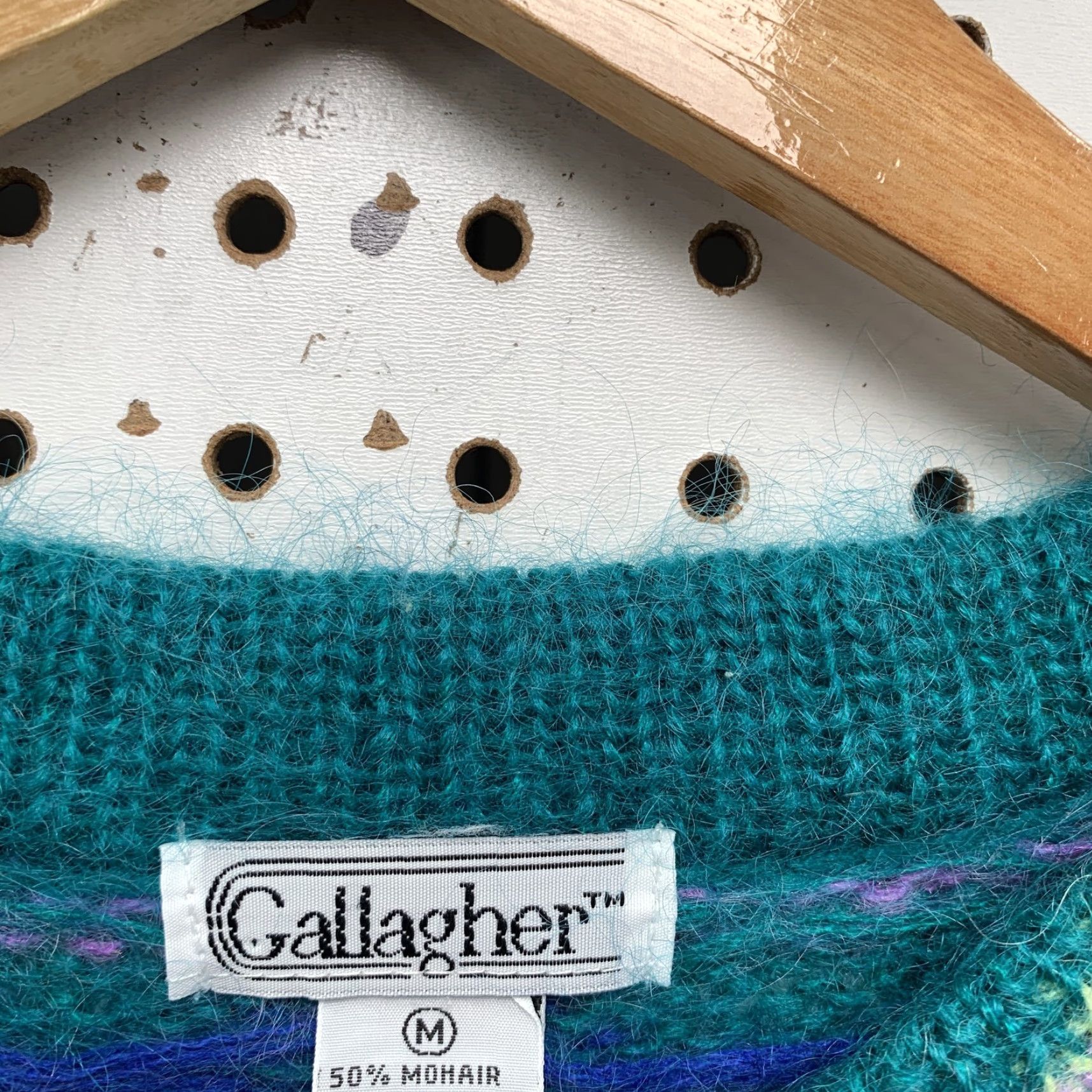 Vintage VINTAGE Gallagher Mohair Womens M Green Purple Snowflake Knit Crew Neck Sweatshirt Size M / US 6-8 / IT 42-44 - 3 Thumbnail